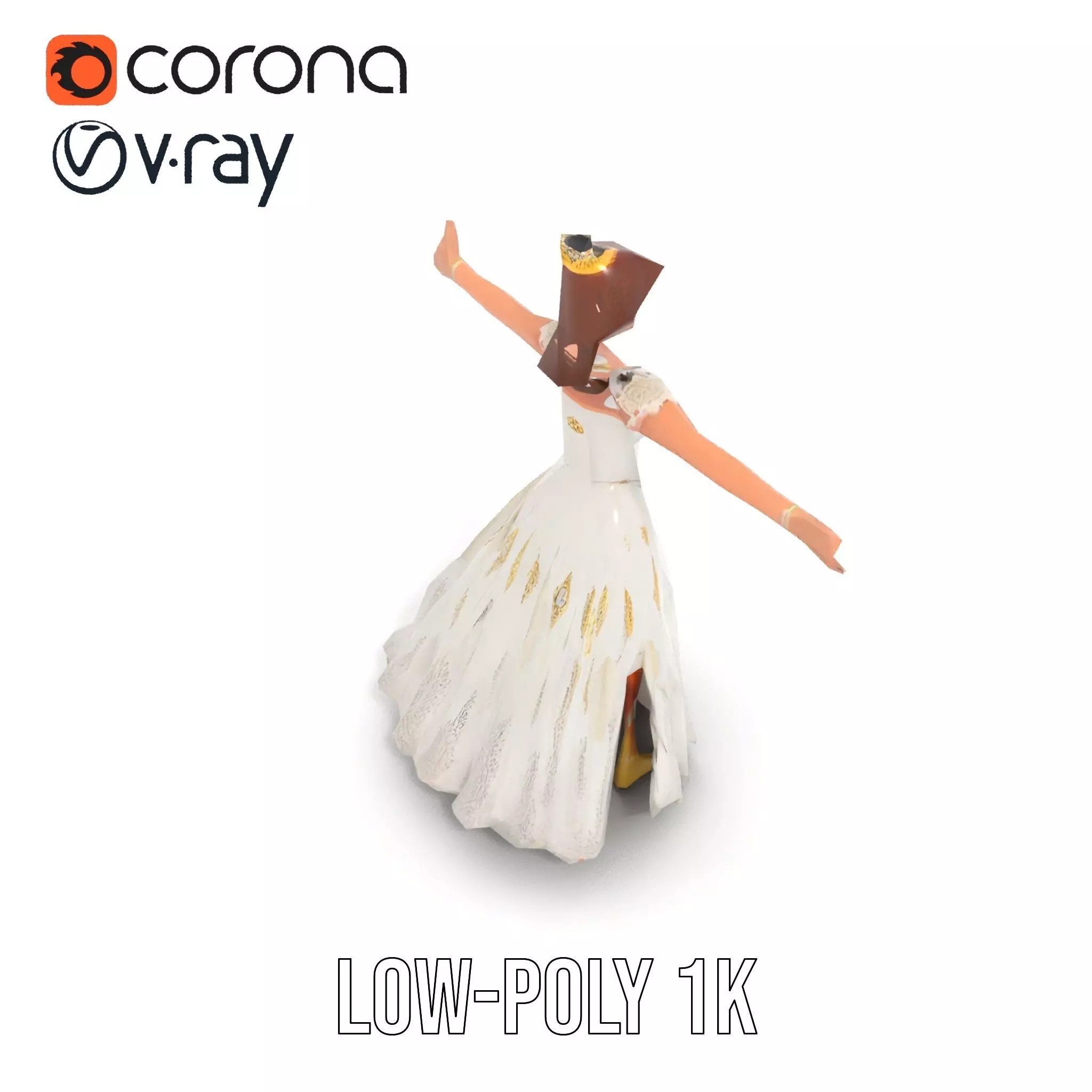 Princess Character Model Pack with Detailed Gown Low-poly 3D model_18