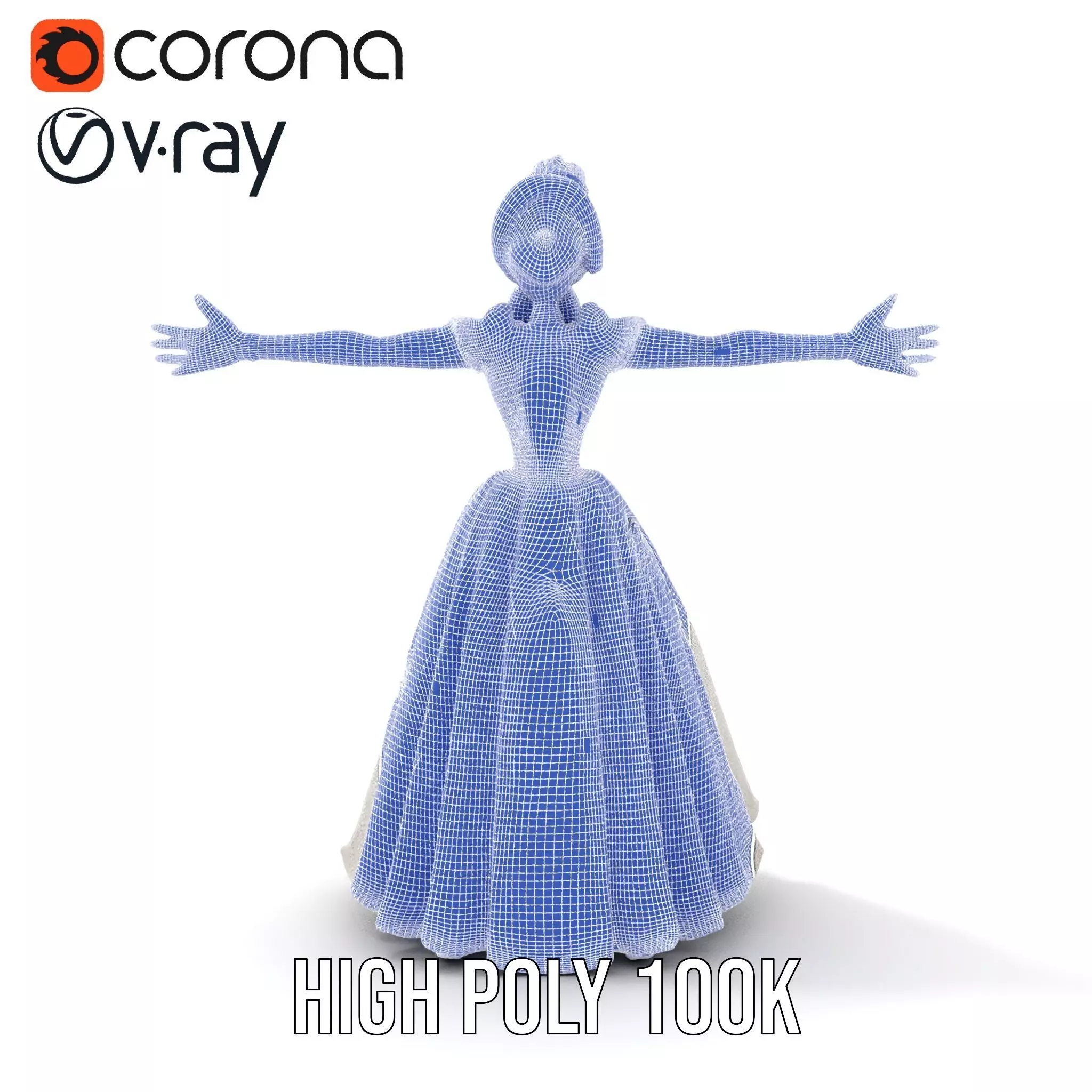 Princess Character Model Pack with Detailed Gown Low-poly 3D model_19