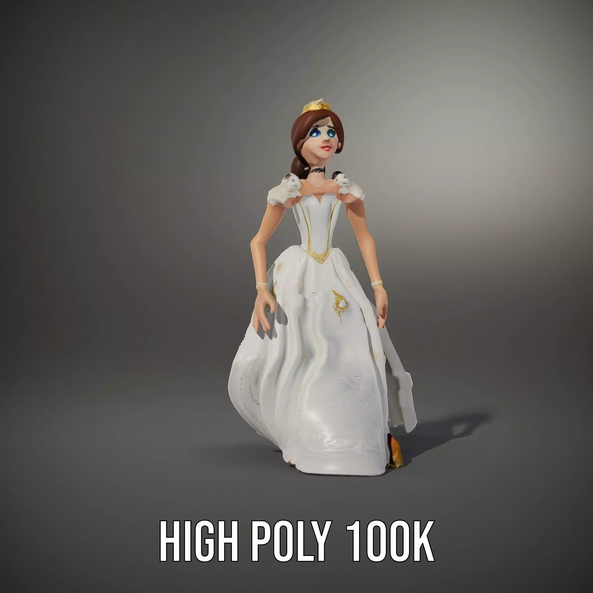 Princess Character Model Pack with Detailed Gown Low-poly 3D model_35
