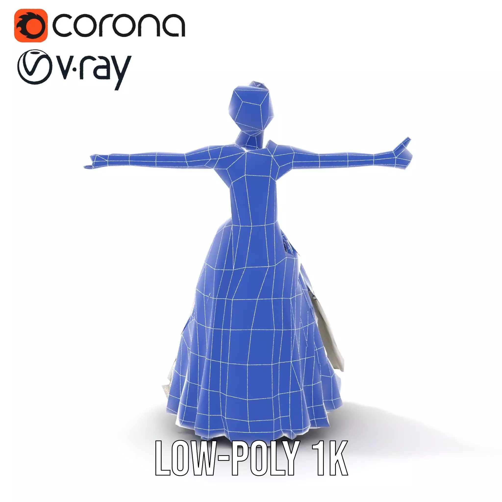 Princess Character Model Pack with Detailed Gown Low-poly 3D model_12