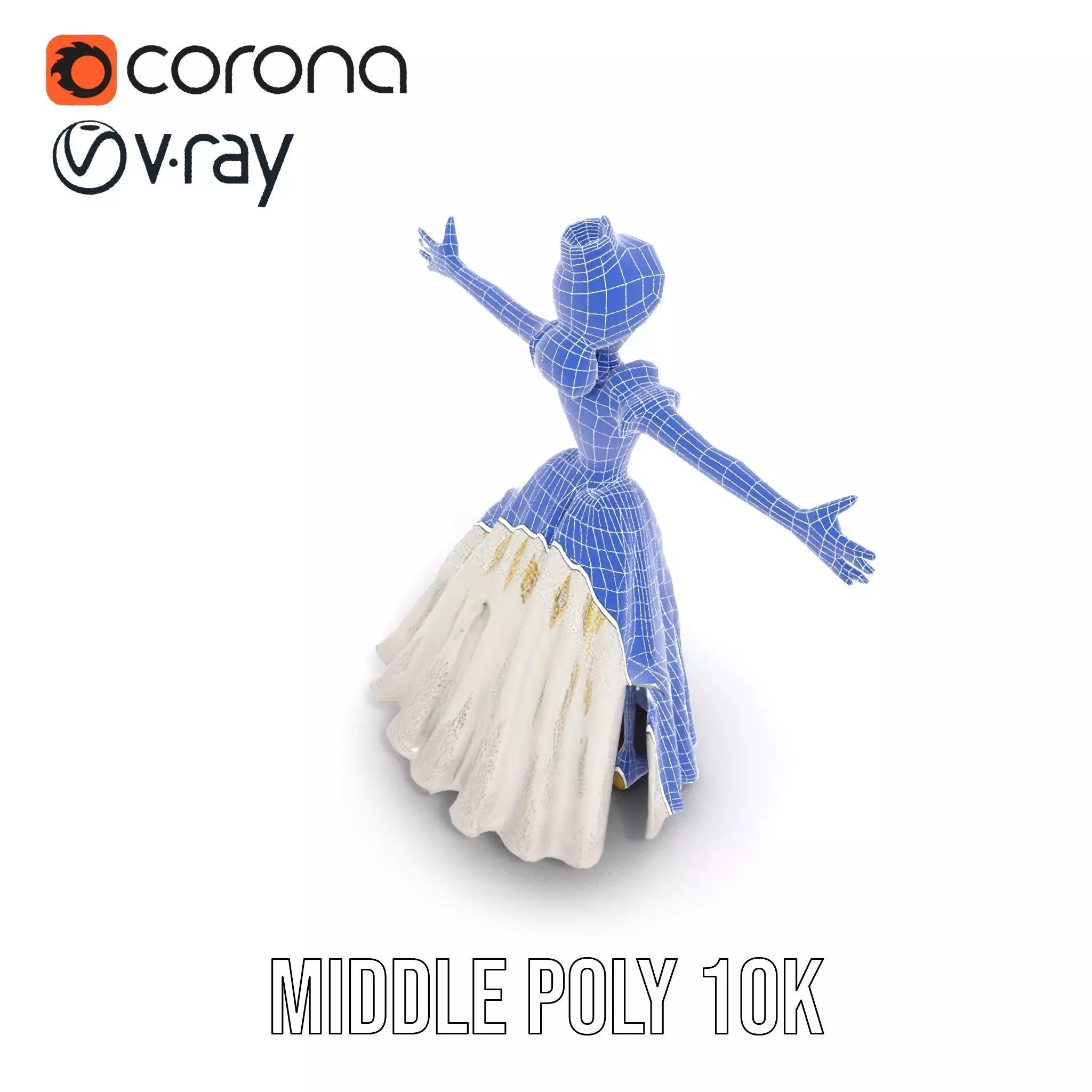 Princess Character Model Pack with Detailed Gown Low-poly 3D model_17