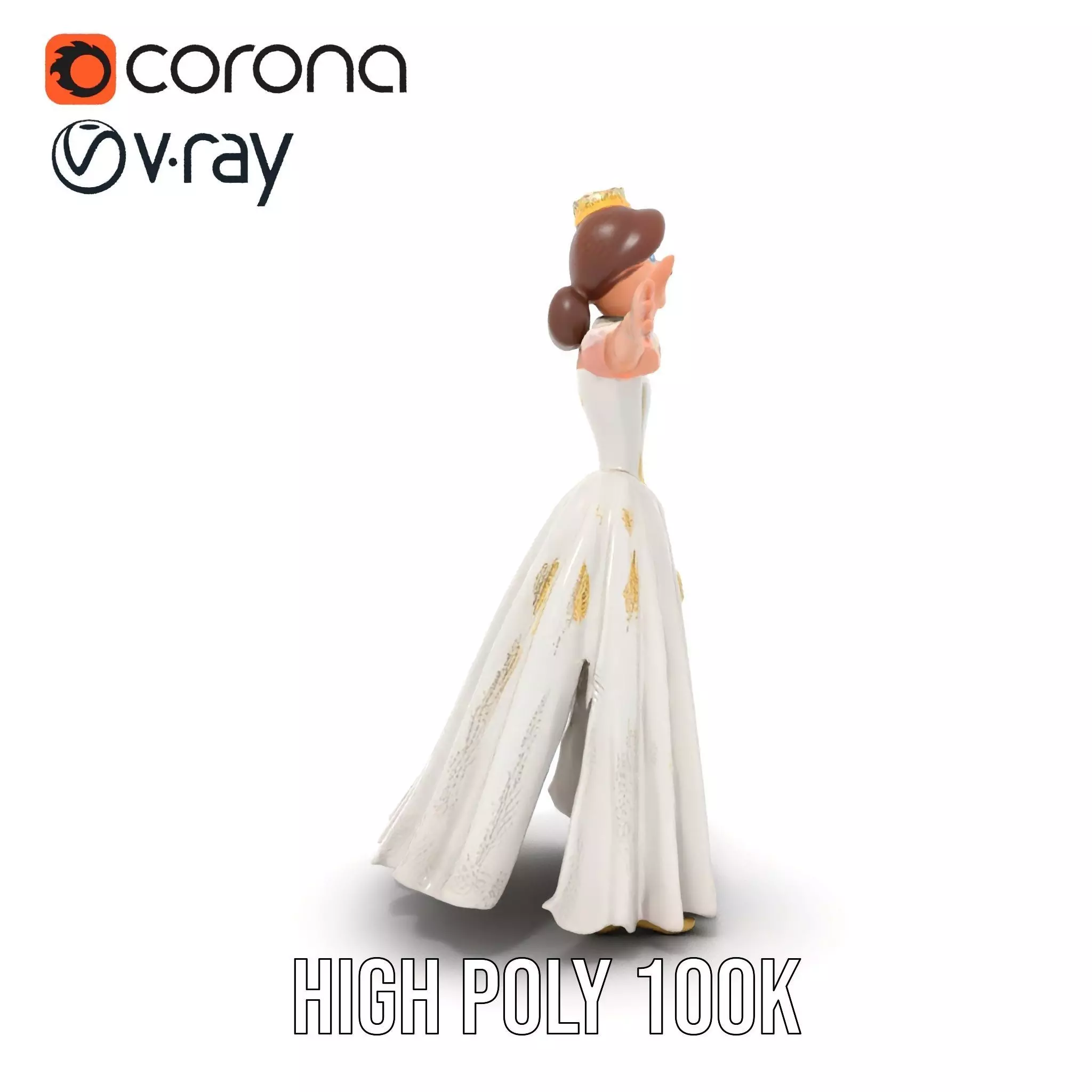Princess Character Model Pack with Detailed Gown Low-poly 3D model_25