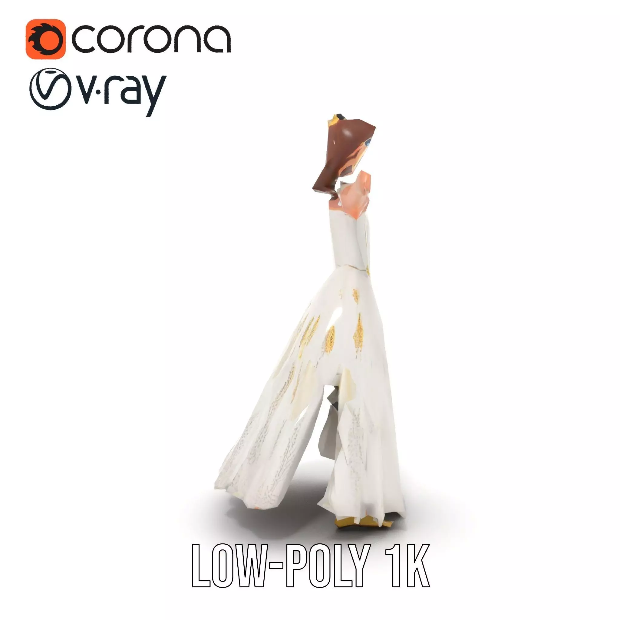 Princess Character Model Pack with Detailed Gown Low-poly 3D model_29