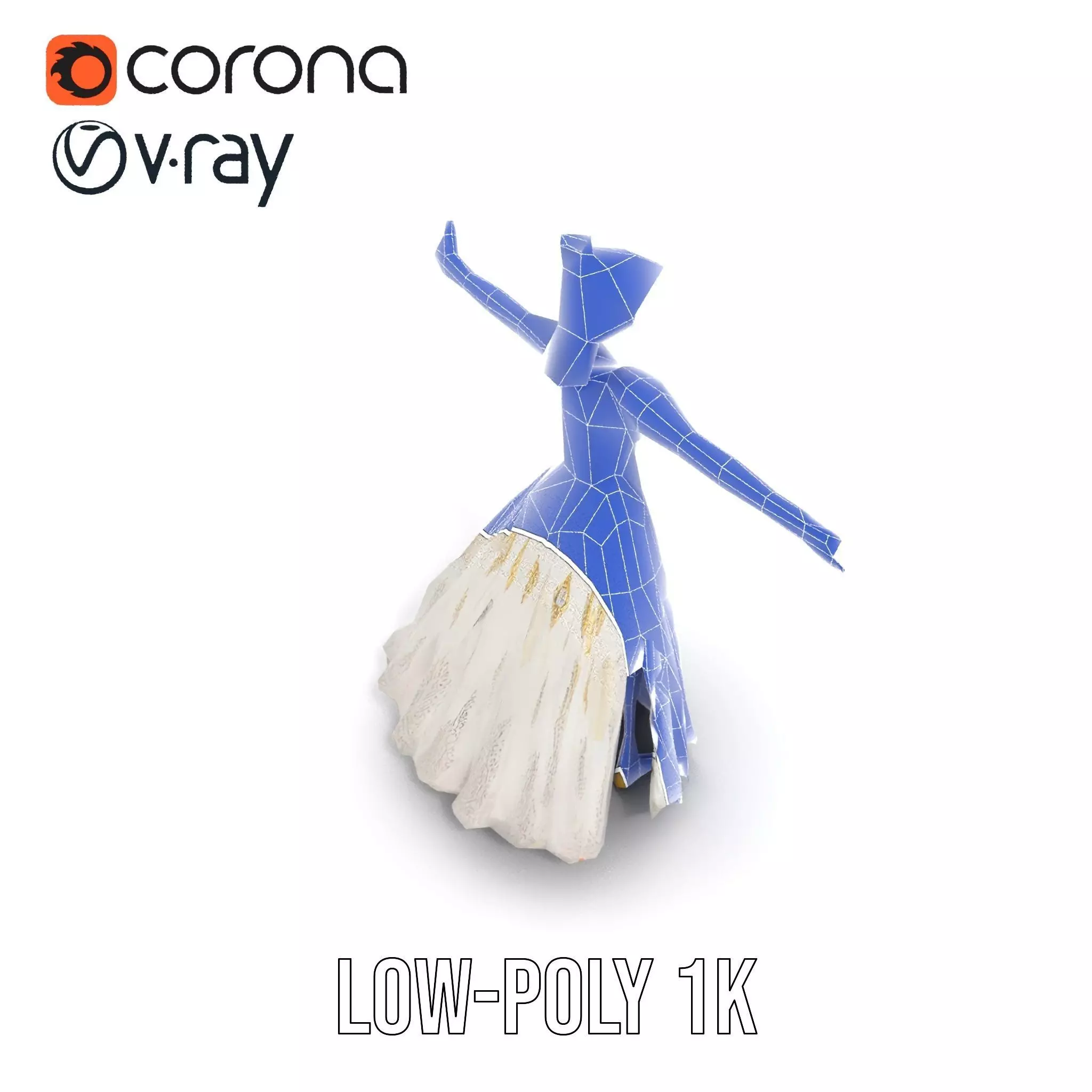 Princess Character Model Pack with Detailed Gown Low-poly 3D model_21