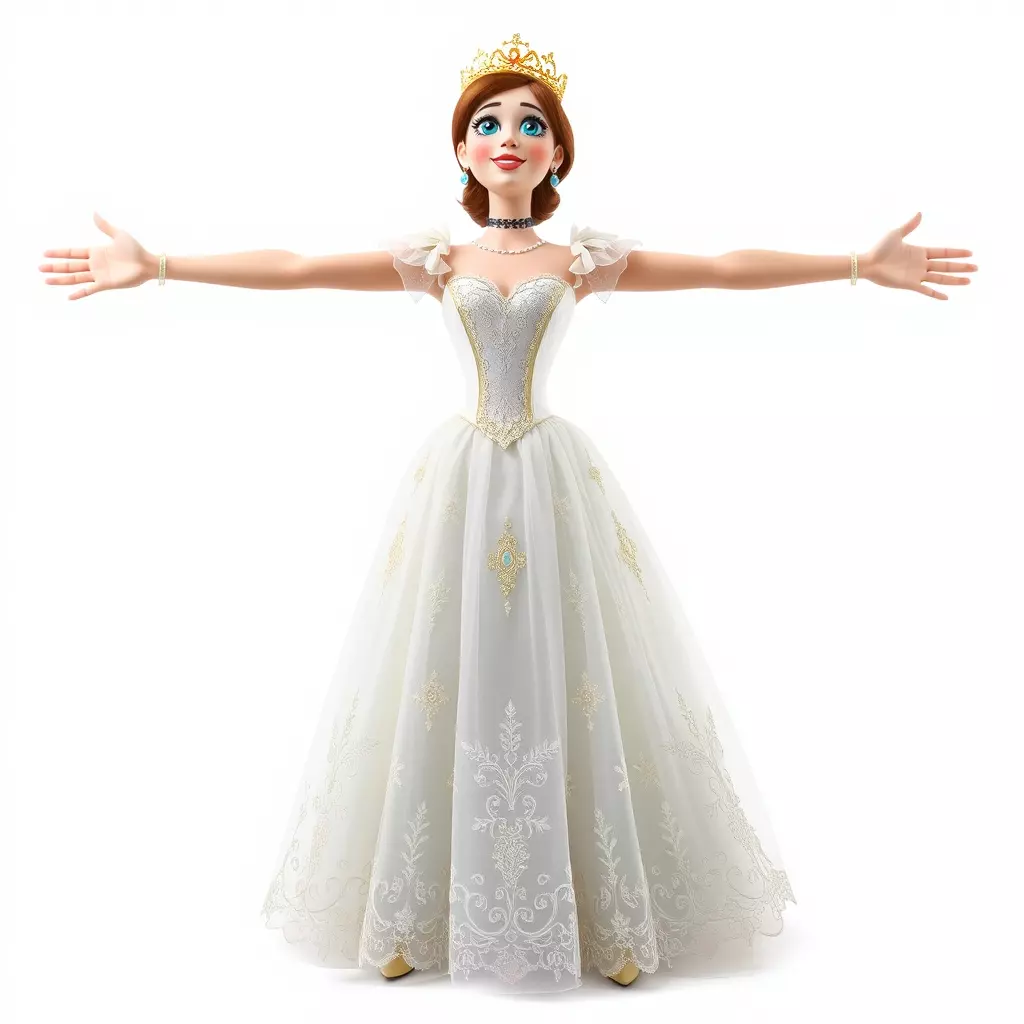 Princess Character Model Pack with Detailed Gown Low-poly 3D model_3