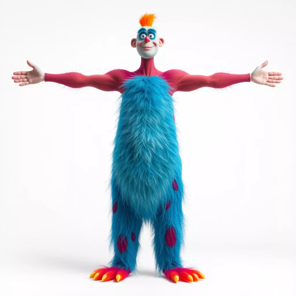 Cartoon Monster Character Model Pack with Colorful Fur Texture Low-poly 3D model_3