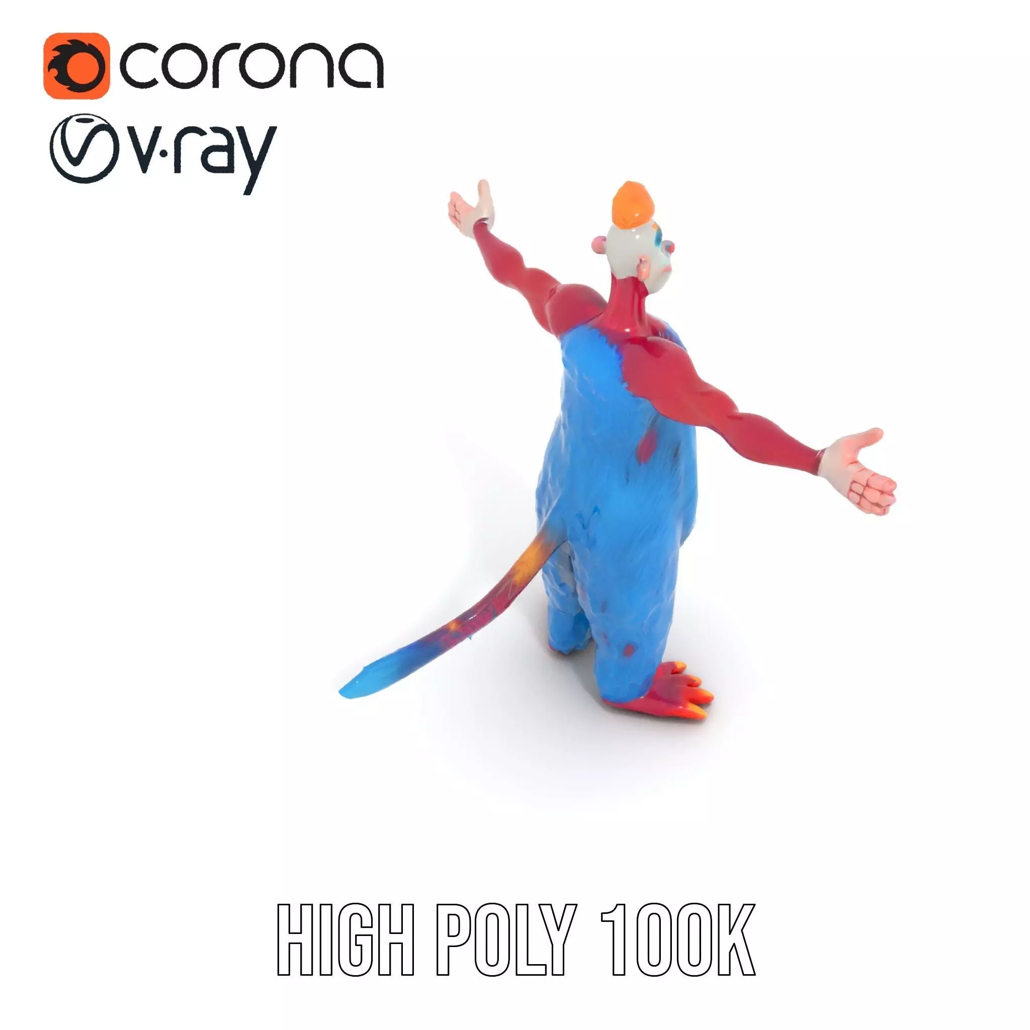 Cartoon Monster Character Model Pack with Colorful Fur Texture Low-poly 3D model_26