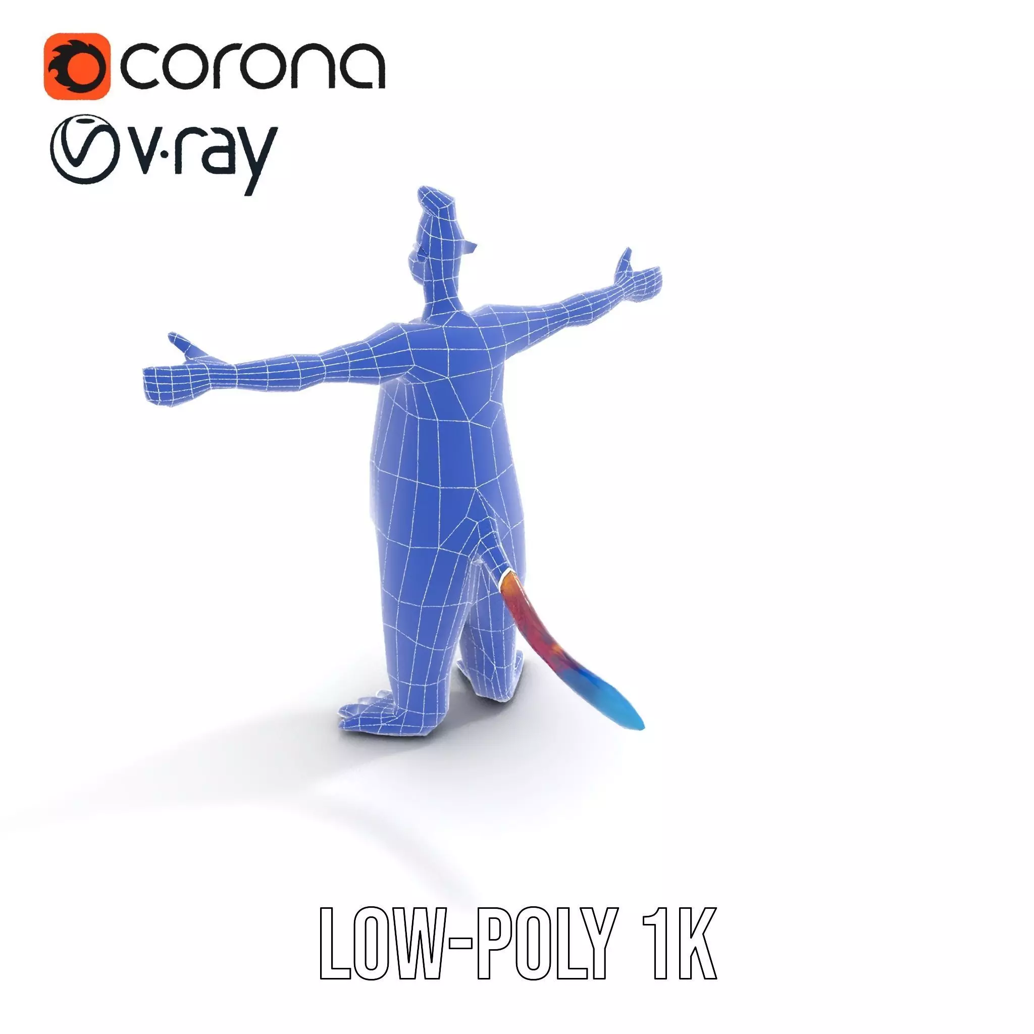 Cartoon Monster Character Model Pack with Colorful Fur Texture Low-poly 3D model_28