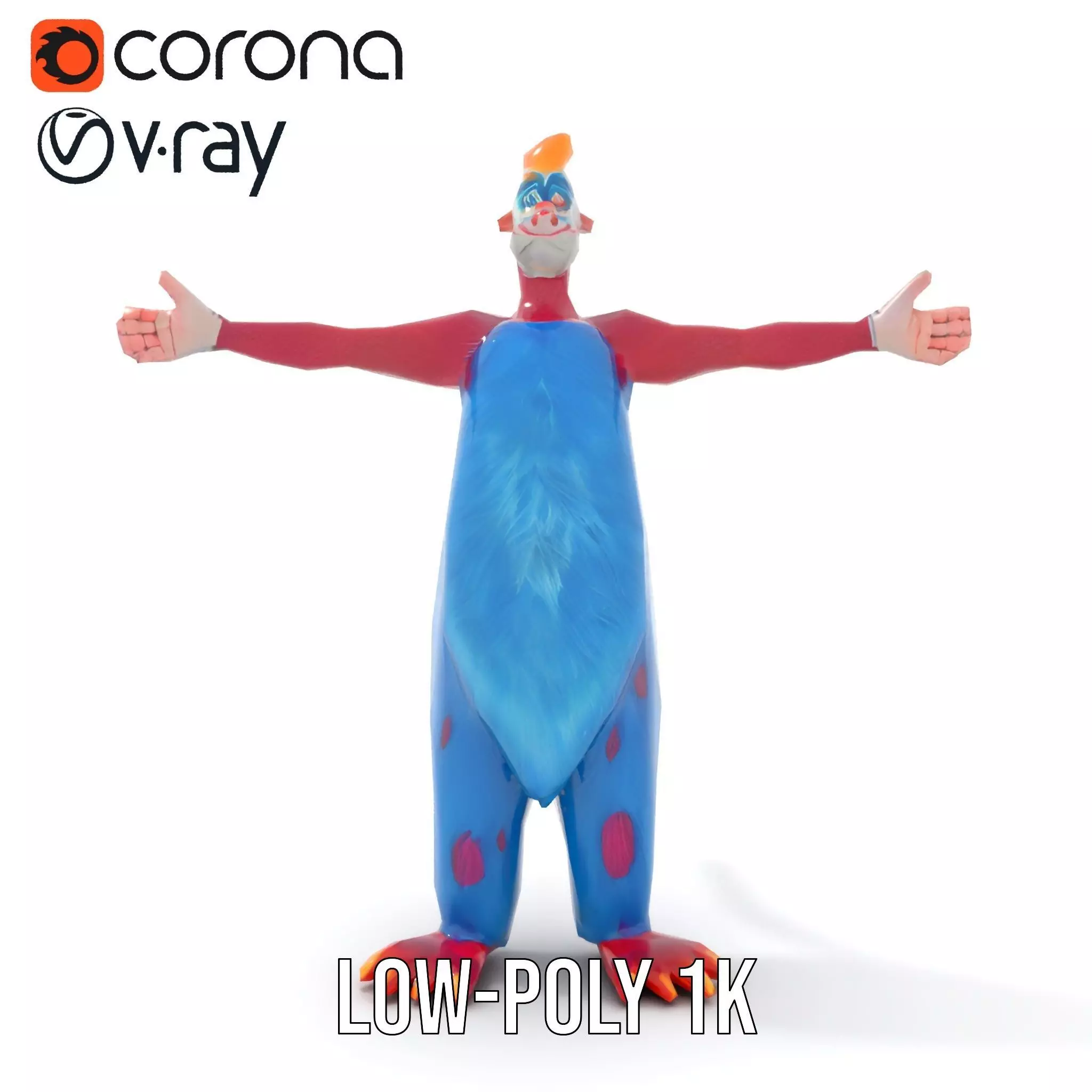 Cartoon Monster Character Model Pack with Colorful Fur Texture Low-poly 3D model_22