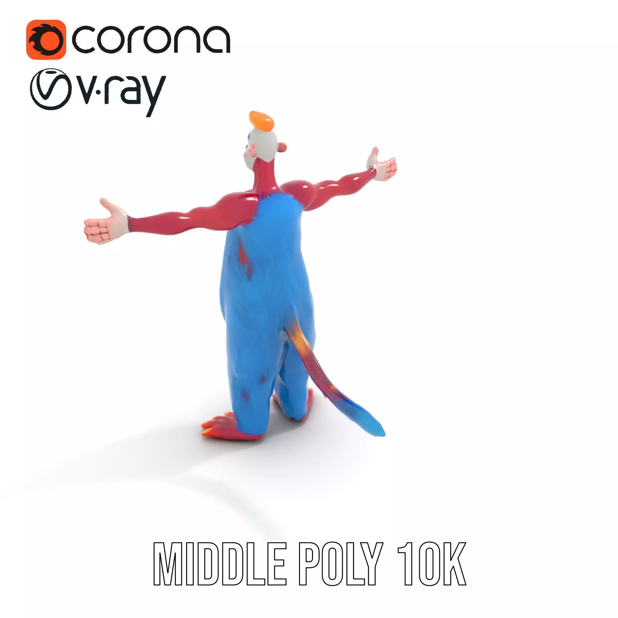 Cartoon Monster Character Model Pack with Colorful Fur Texture Low-poly 3D model_6