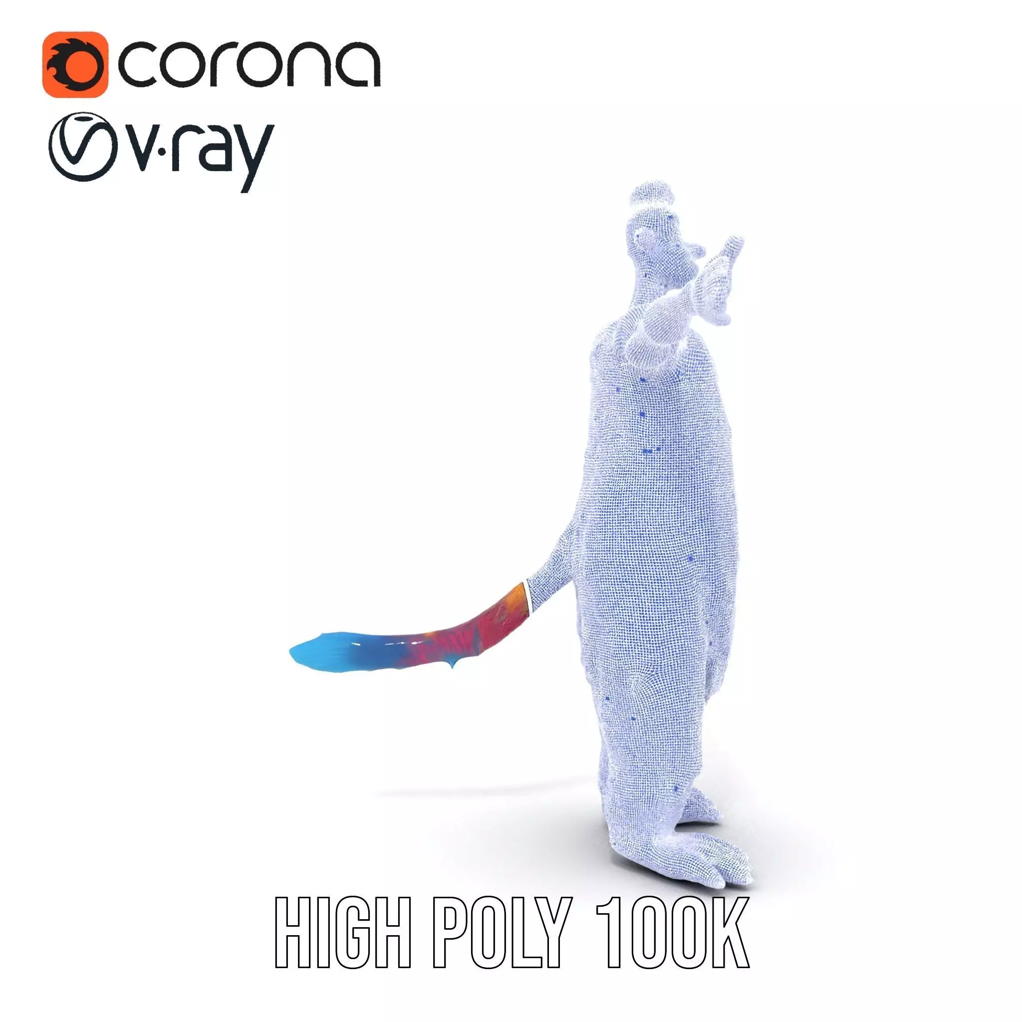 Cartoon Monster Character Model Pack with Colorful Fur Texture Low-poly 3D model_33