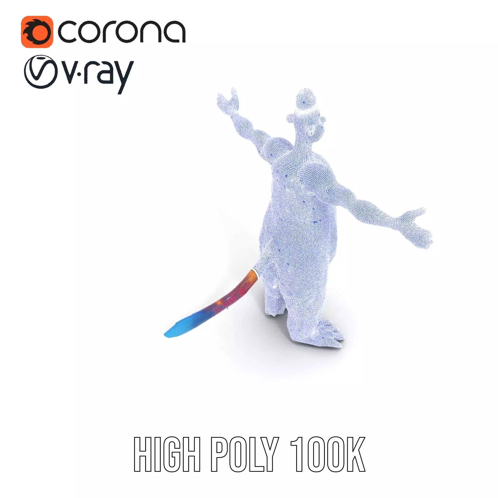 Cartoon Monster Character Model Pack with Colorful Fur Texture Low-poly 3D model_29