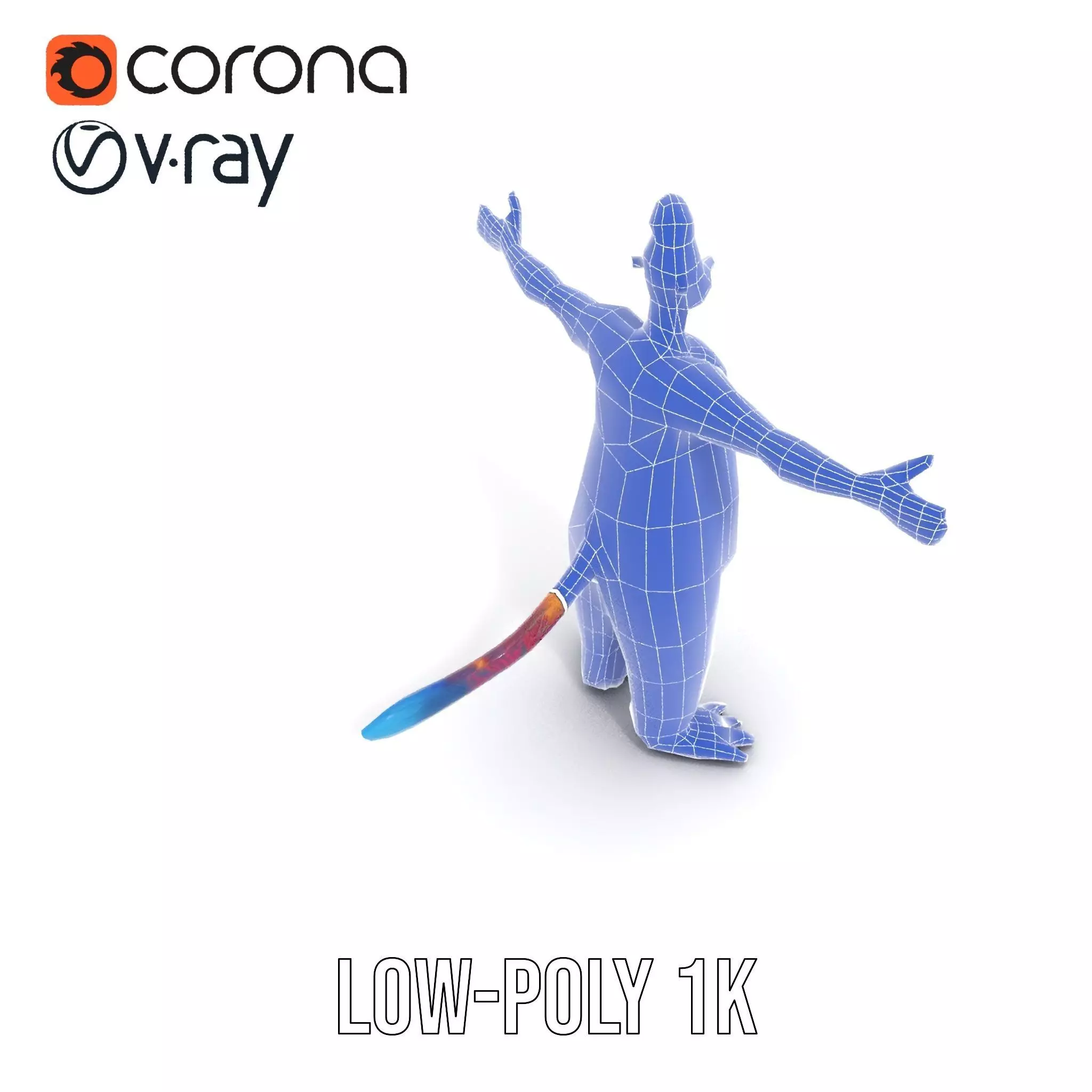 Cartoon Monster Character Model Pack with Colorful Fur Texture Low-poly 3D model_16