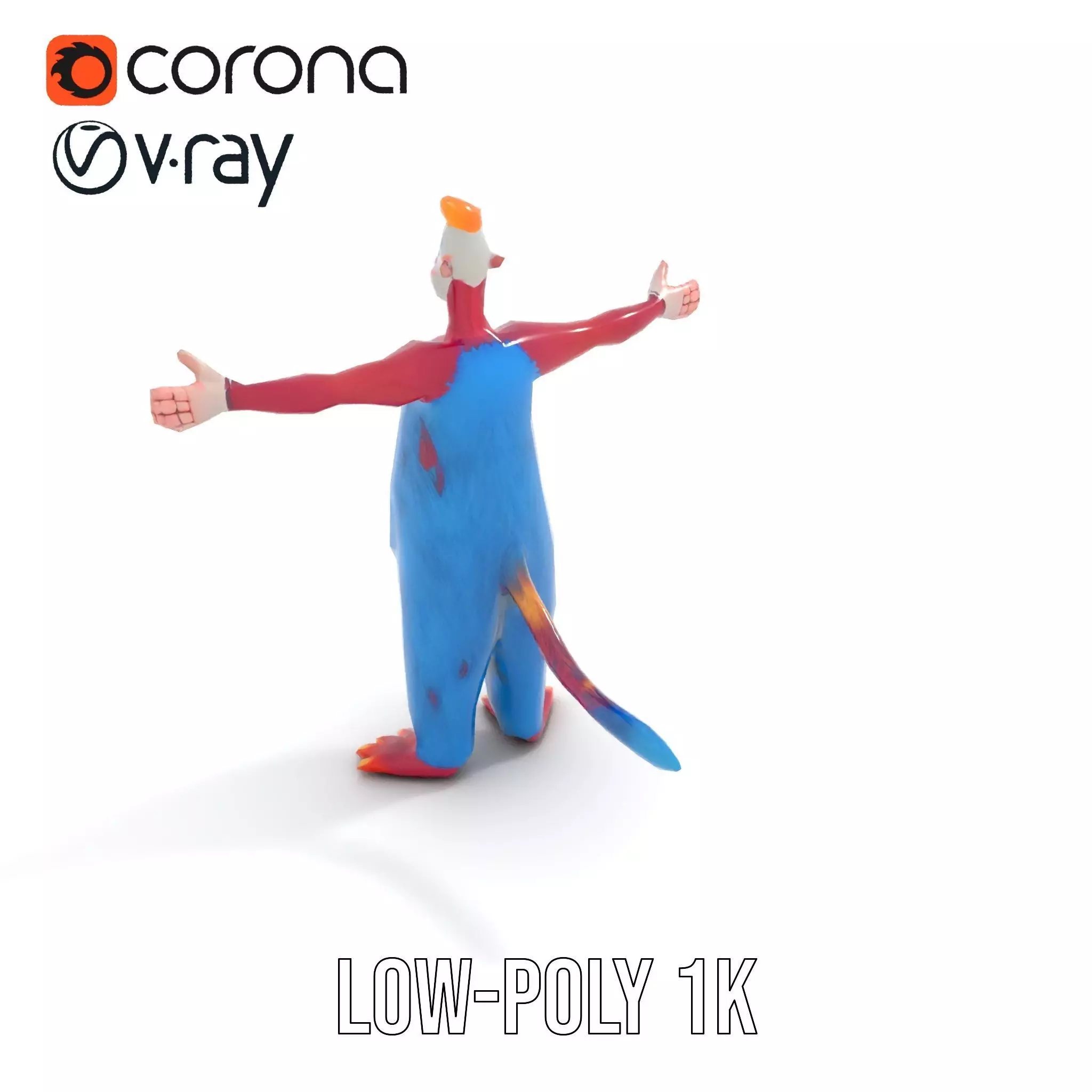 Cartoon Monster Character Model Pack with Colorful Fur Texture Low-poly 3D model_14