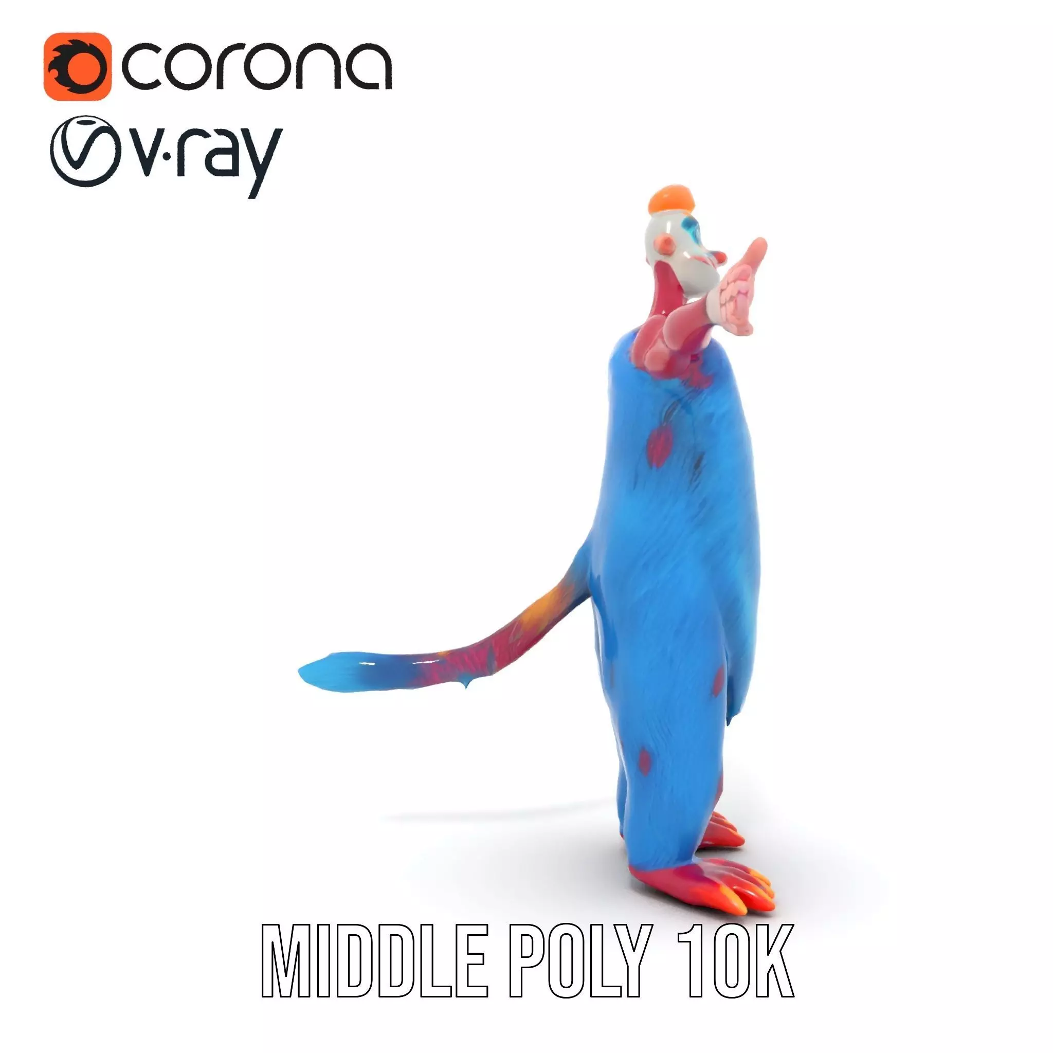 Cartoon Monster Character Model Pack with Colorful Fur Texture Low-poly 3D model_27