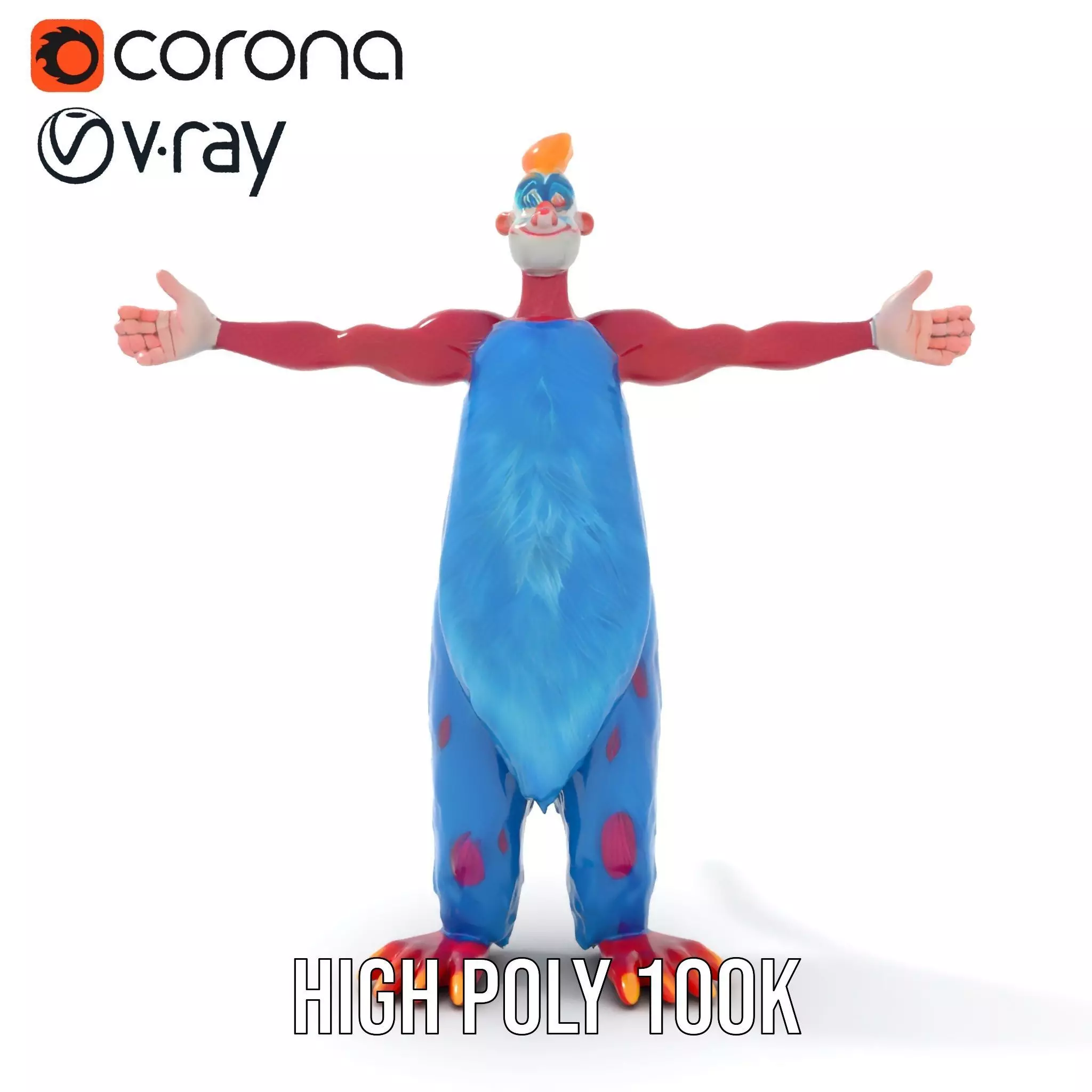 Cartoon Monster Character Model Pack with Colorful Fur Texture Low-poly 3D model_17