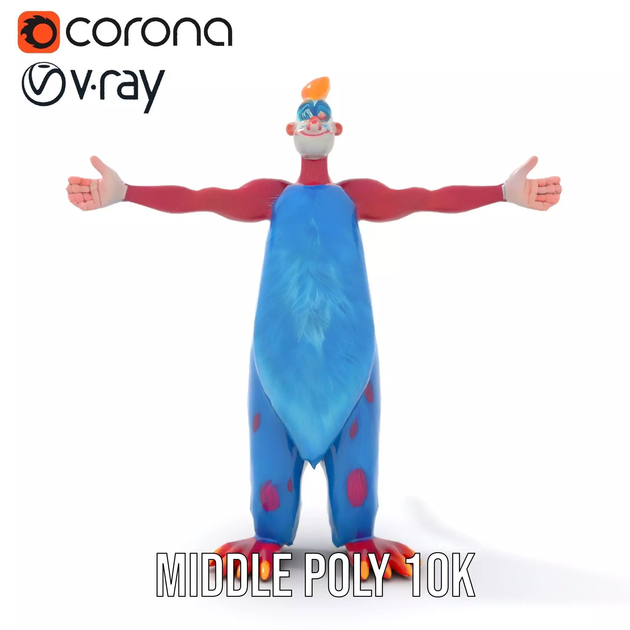 Cartoon Monster Character Model Pack with Colorful Fur Texture Low-poly 3D model_10