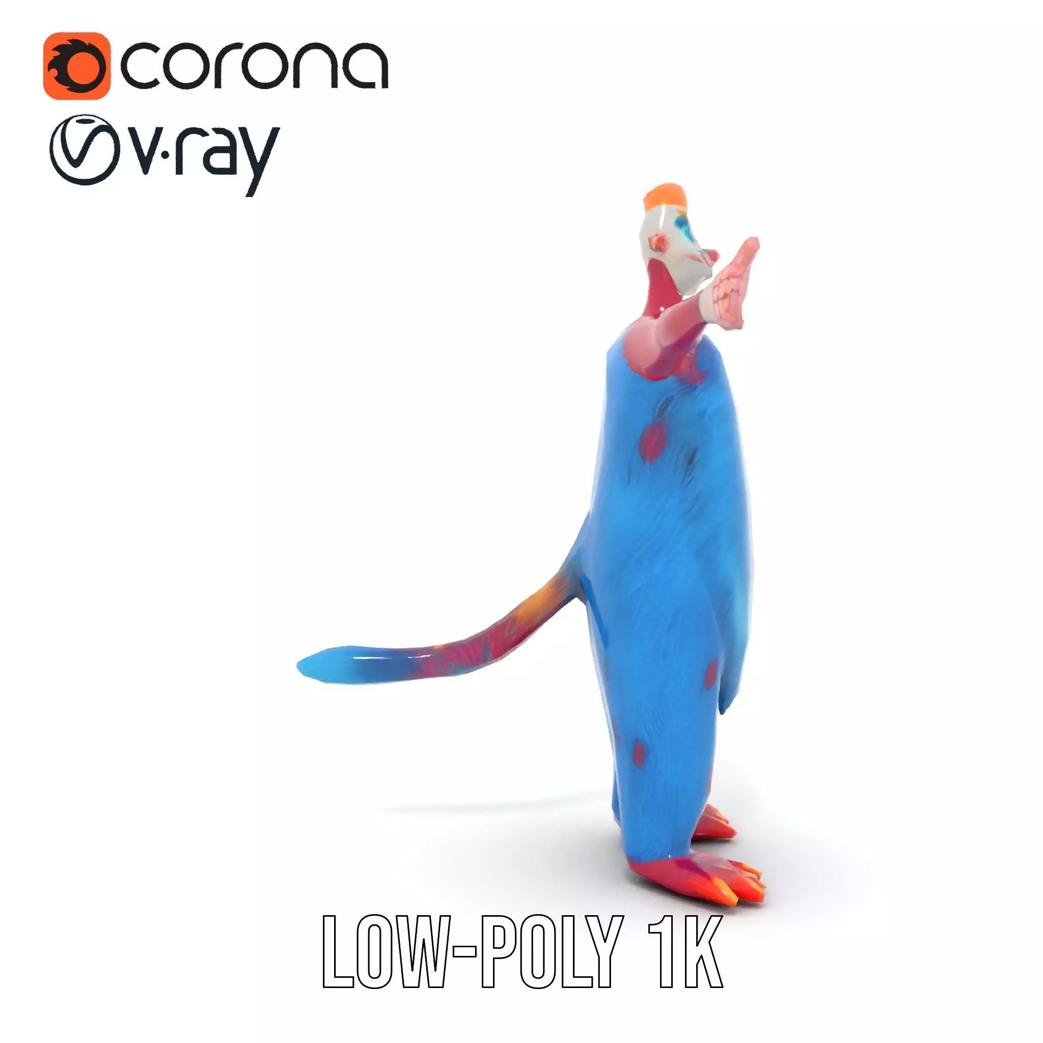 Cartoon Monster Character Model Pack with Colorful Fur Texture Low-poly 3D model_19