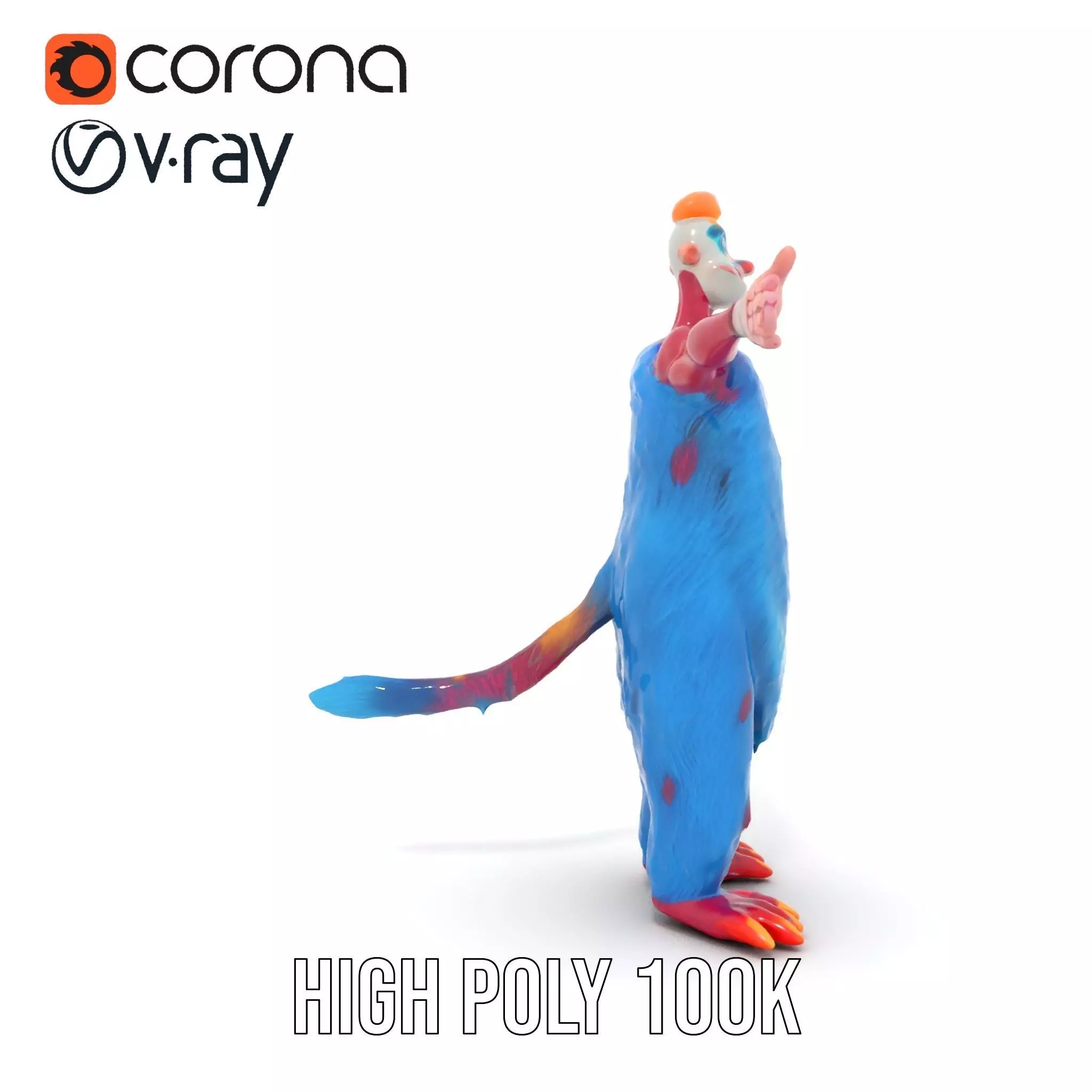 Cartoon Monster Character Model Pack with Colorful Fur Texture Low-poly 3D model_12