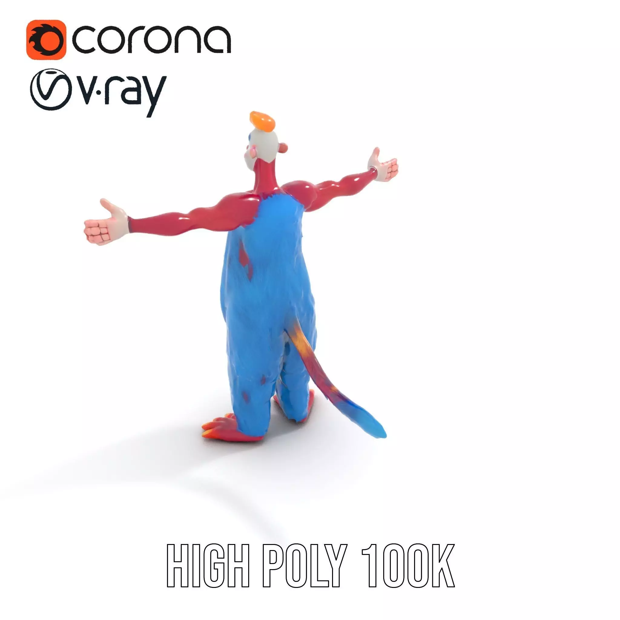 Cartoon Monster Character Model Pack with Colorful Fur Texture Low-poly 3D model_20