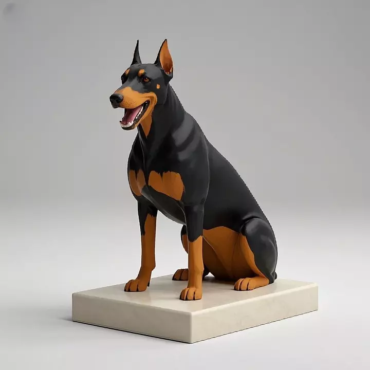 1854Color 3D Model of a Laughing Doberman Pinscher 3D print model_0