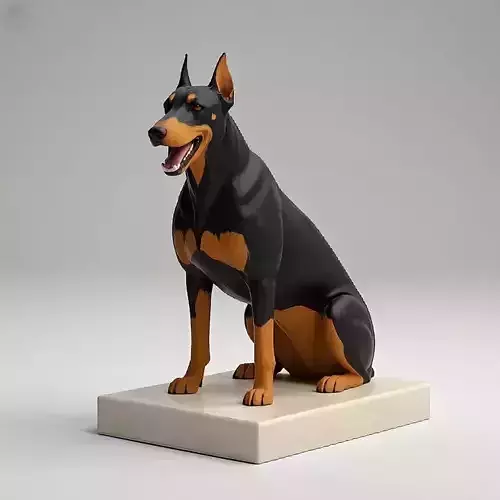 1854Color 3D Model of a Laughing Doberman Pinscher