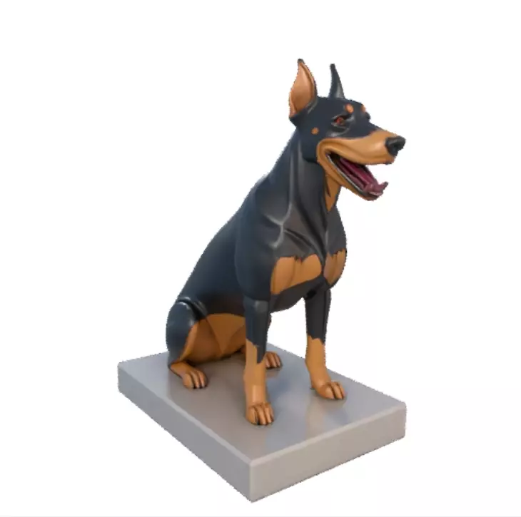 1854Color 3D Model of a Laughing Doberman Pinscher 3D print model_1
