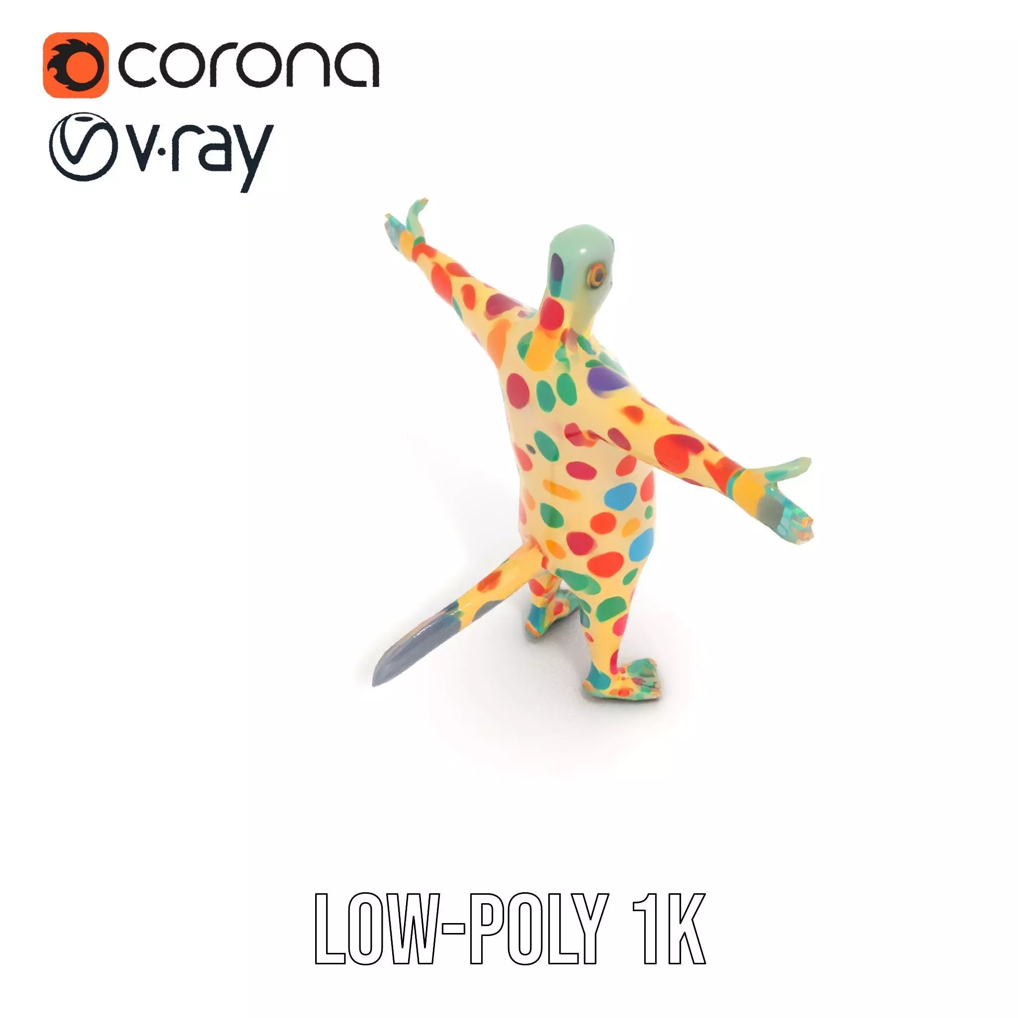 Colorful Dotted Character Model Pack Low-poly 3D model_11