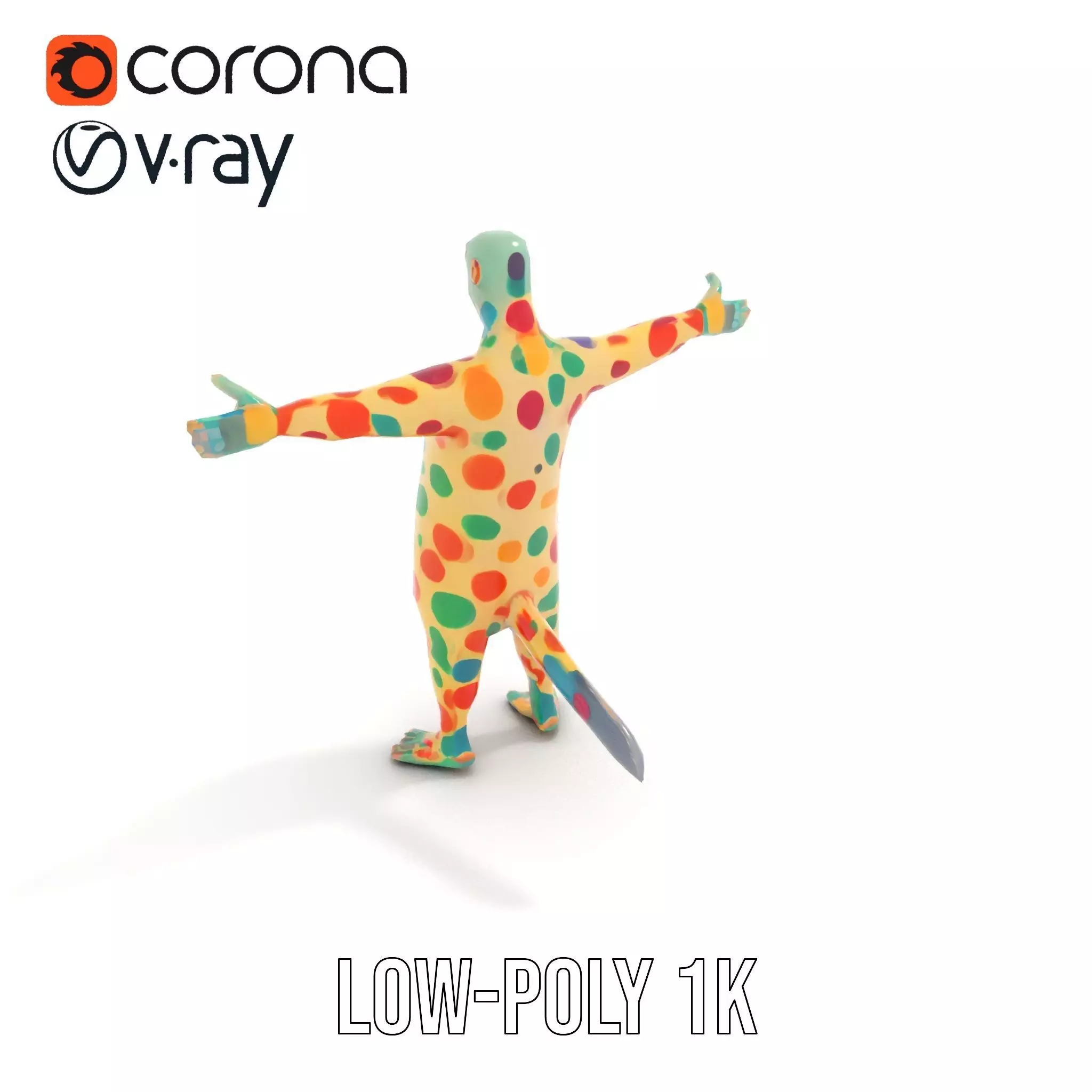 Colorful Dotted Character Model Pack Low-poly 3D model_8