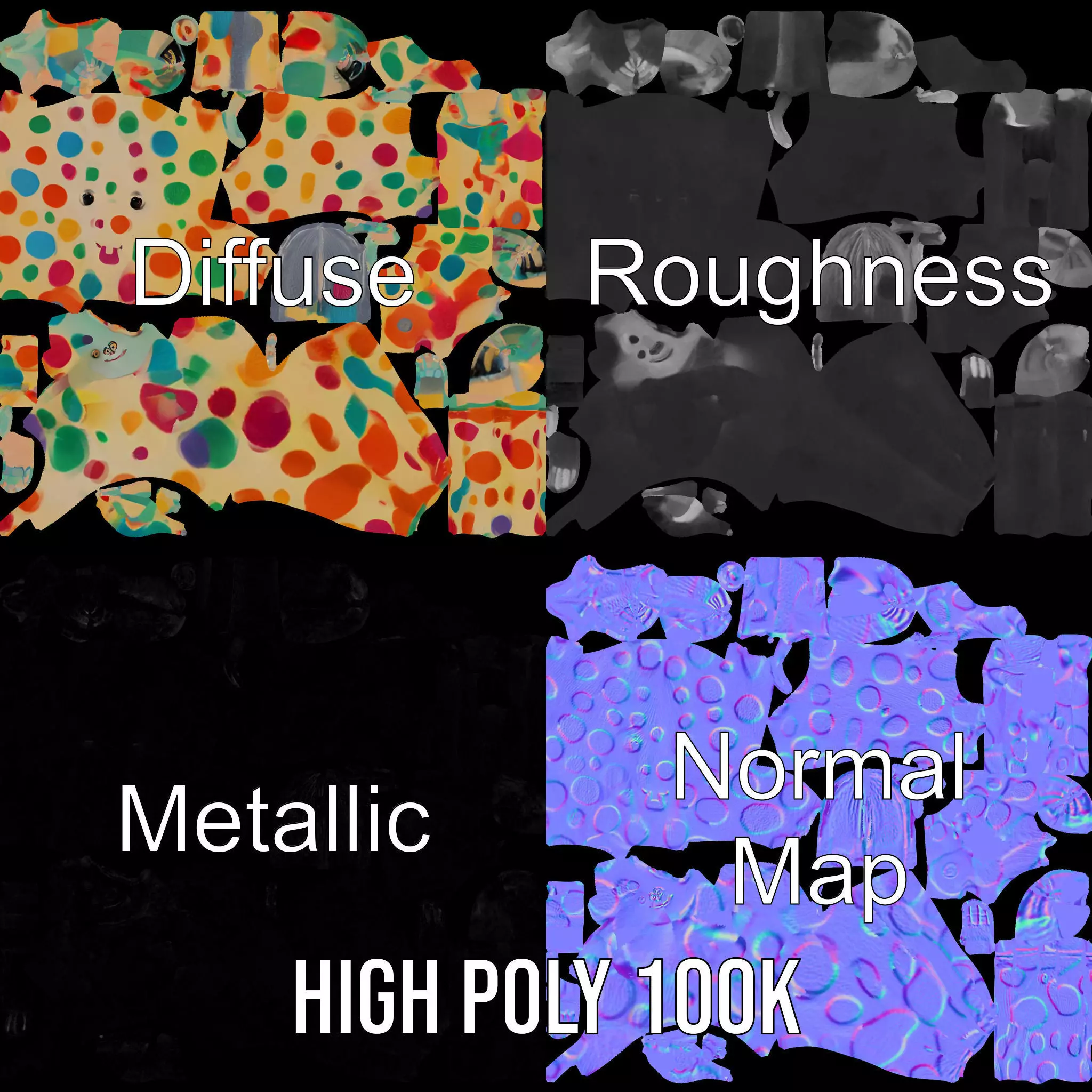 Colorful Dotted Character Model Pack Low-poly 3D model_4