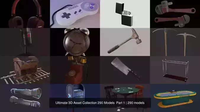 Ultimate 3D Asset Collection 290 Models  Part 1 