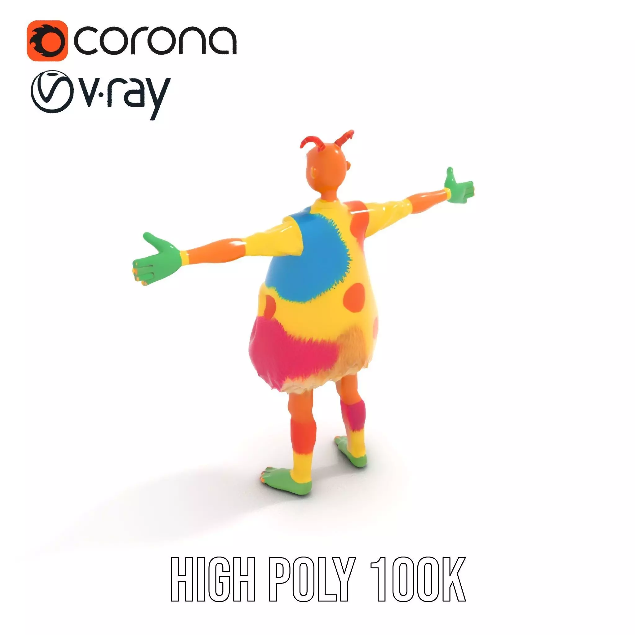 Colorful Furry Cartoon Character Model Pack Low-poly 3D model_10
