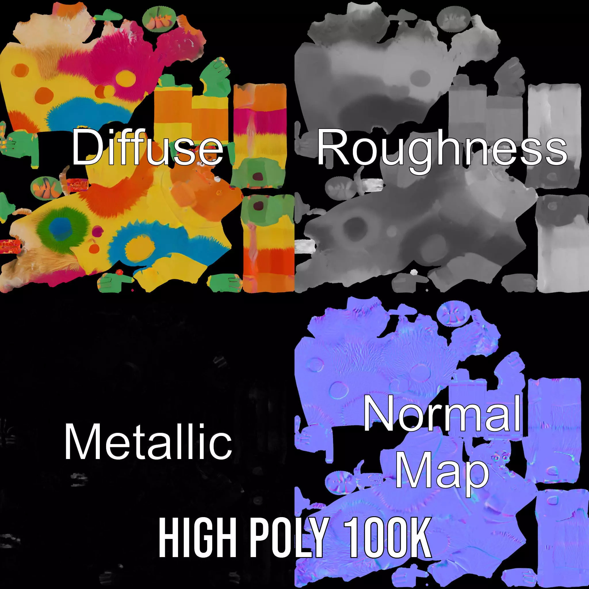 Colorful Furry Cartoon Character Model Pack Low-poly 3D model_4