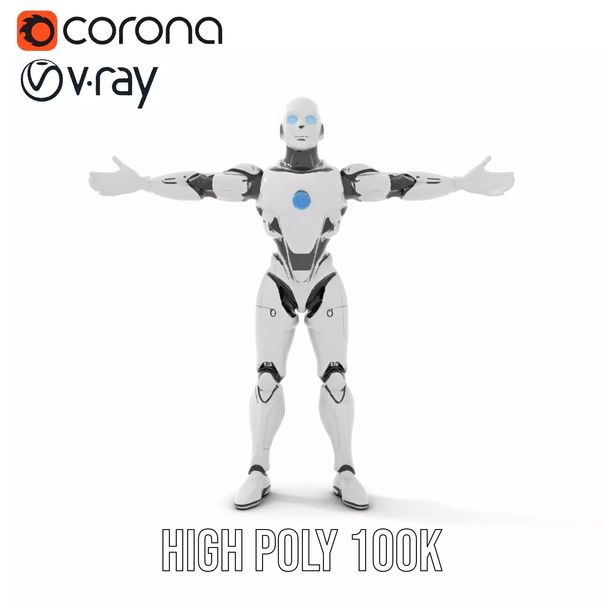 Futuristic Humanoid Robot Model Pack Low-poly 3D model_15