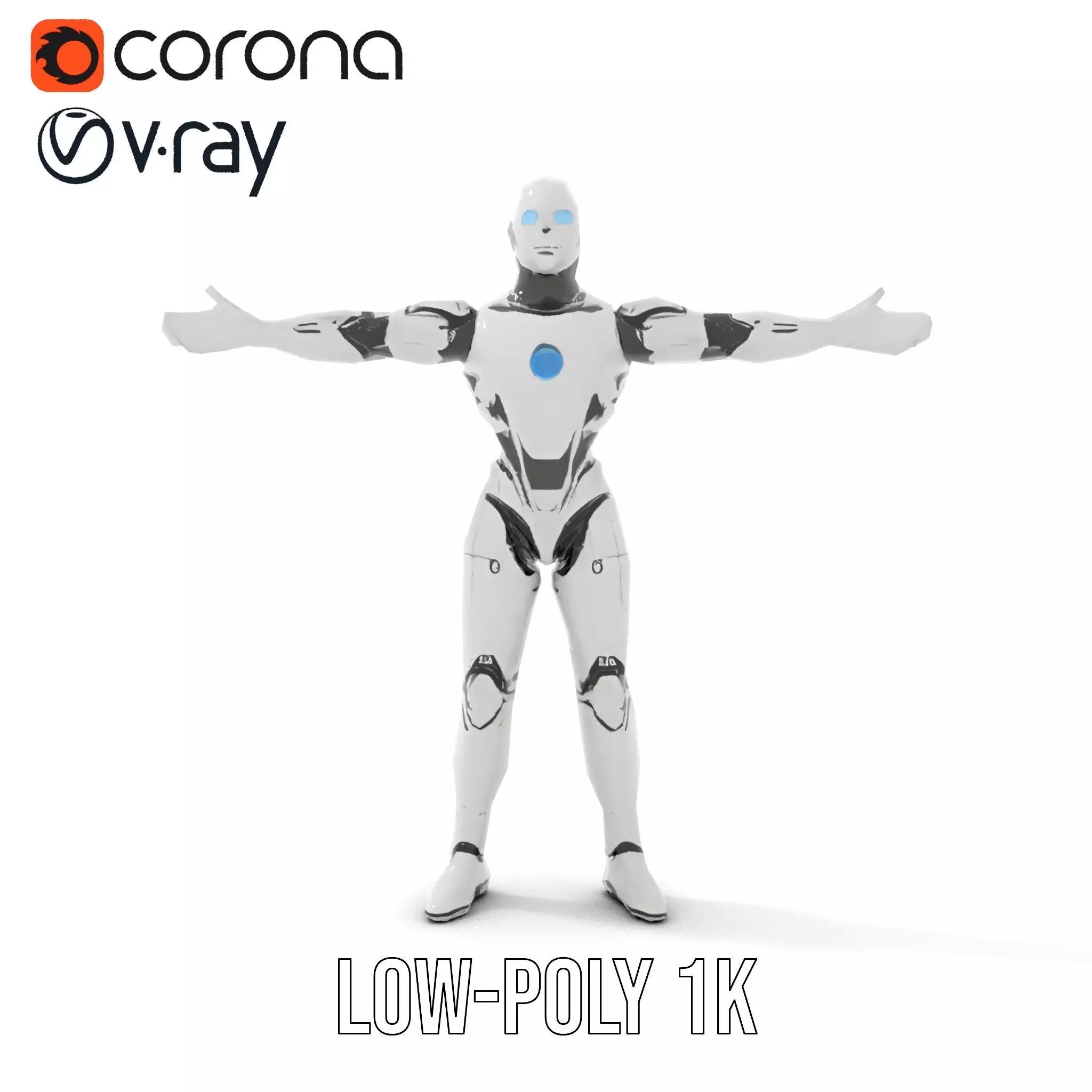 Futuristic Humanoid Robot Model Pack Low-poly 3D model_9