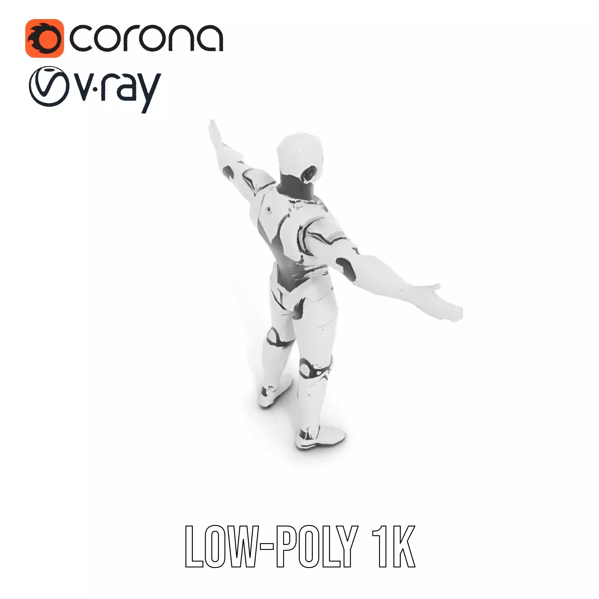 Futuristic Humanoid Robot Model Pack Low-poly 3D model_17