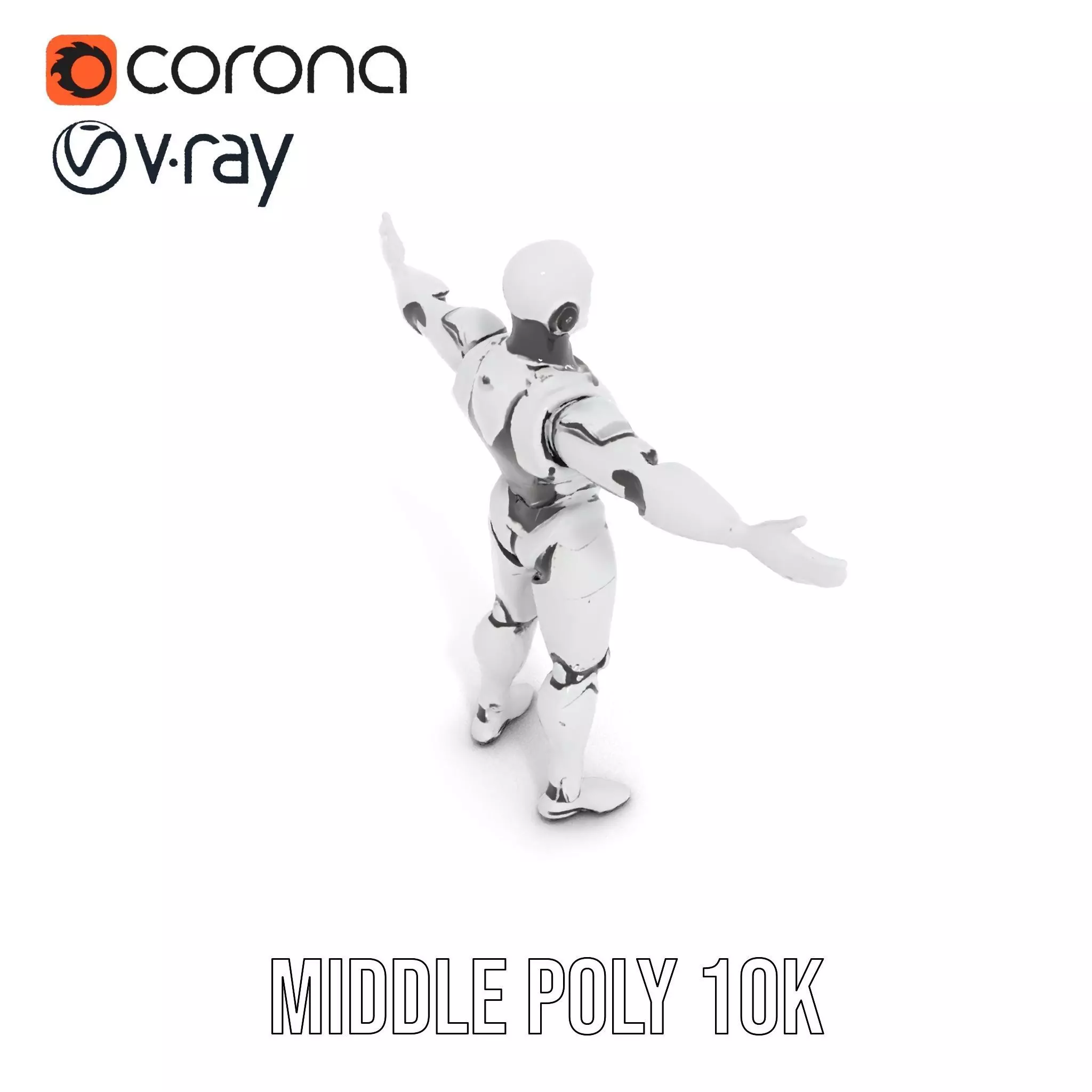 Futuristic Humanoid Robot Model Pack Low-poly 3D model_6