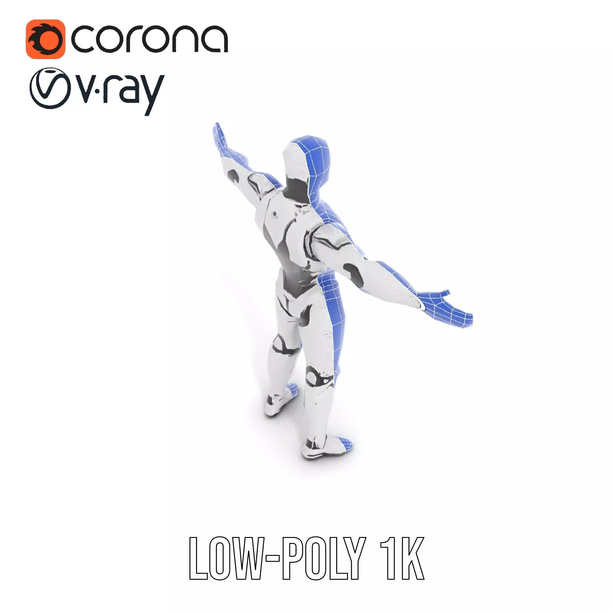 Futuristic Humanoid Robot Model Pack Low-poly 3D model_12