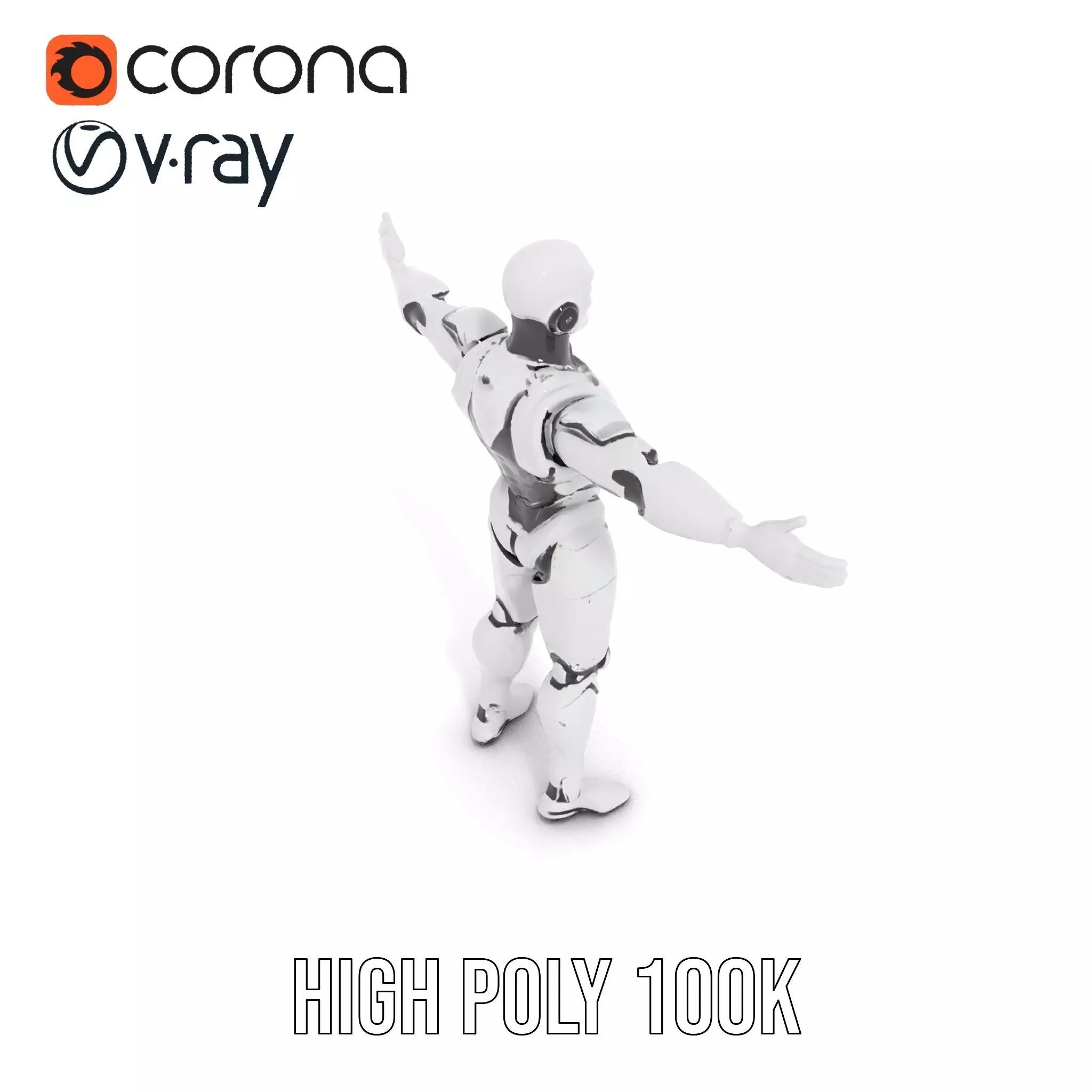 Futuristic Humanoid Robot Model Pack Low-poly 3D model_23