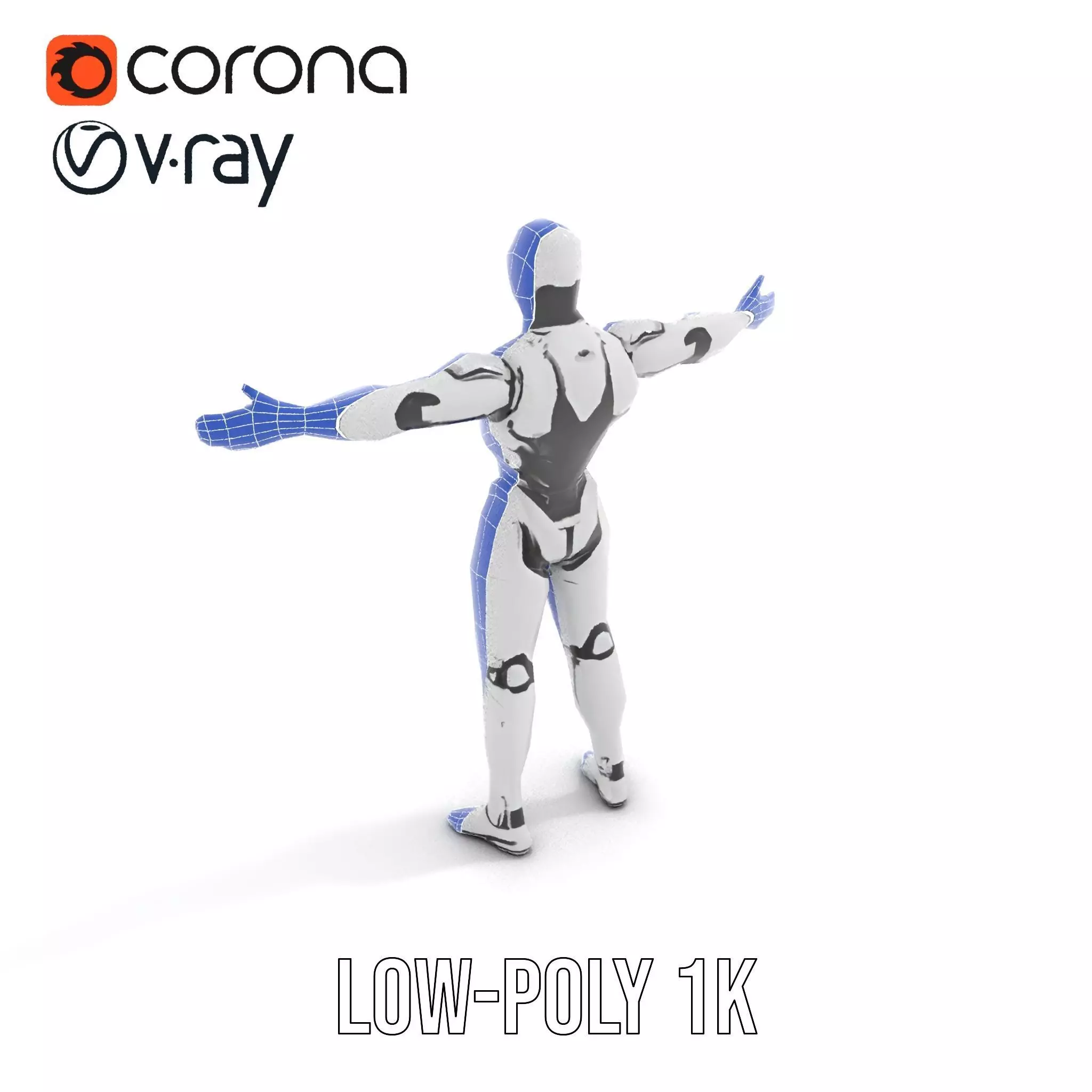Futuristic Humanoid Robot Model Pack Low-poly 3D model_8