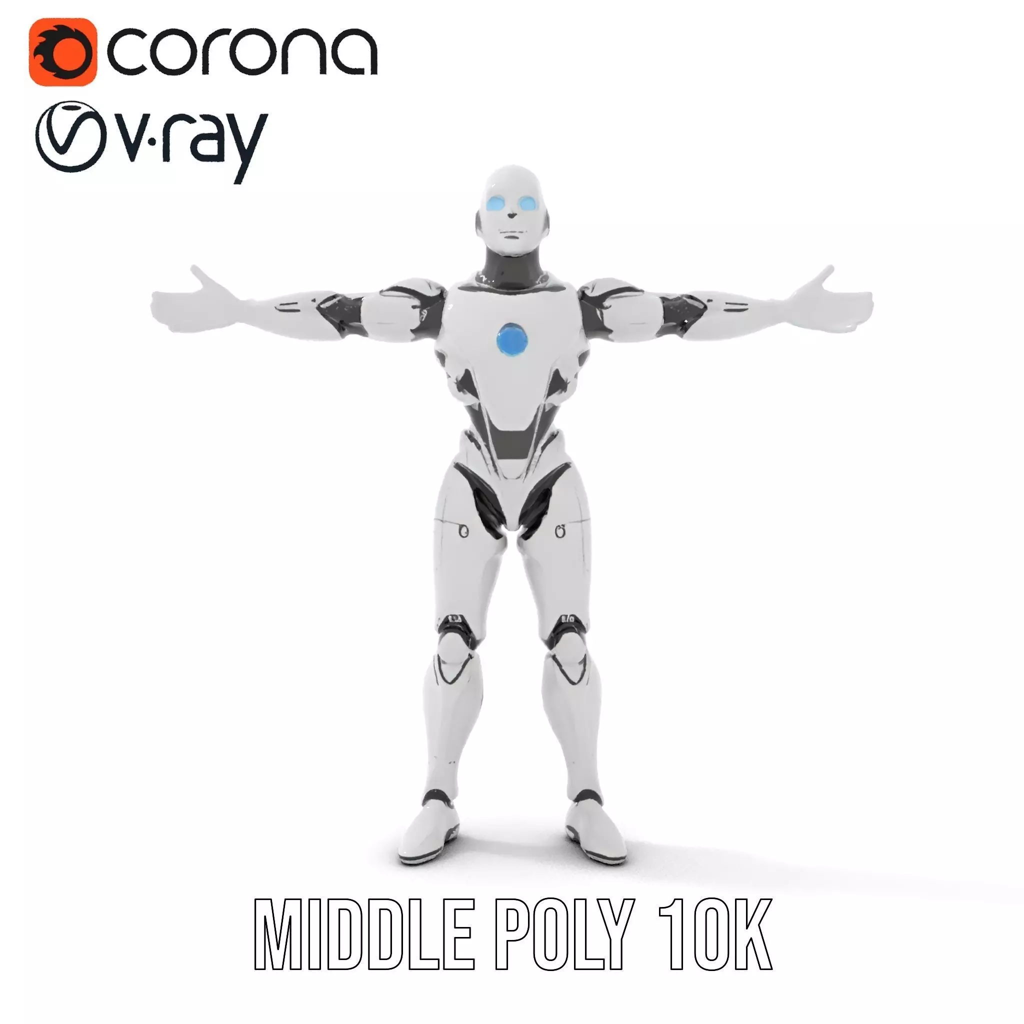 Futuristic Humanoid Robot Model Pack Low-poly 3D model_11