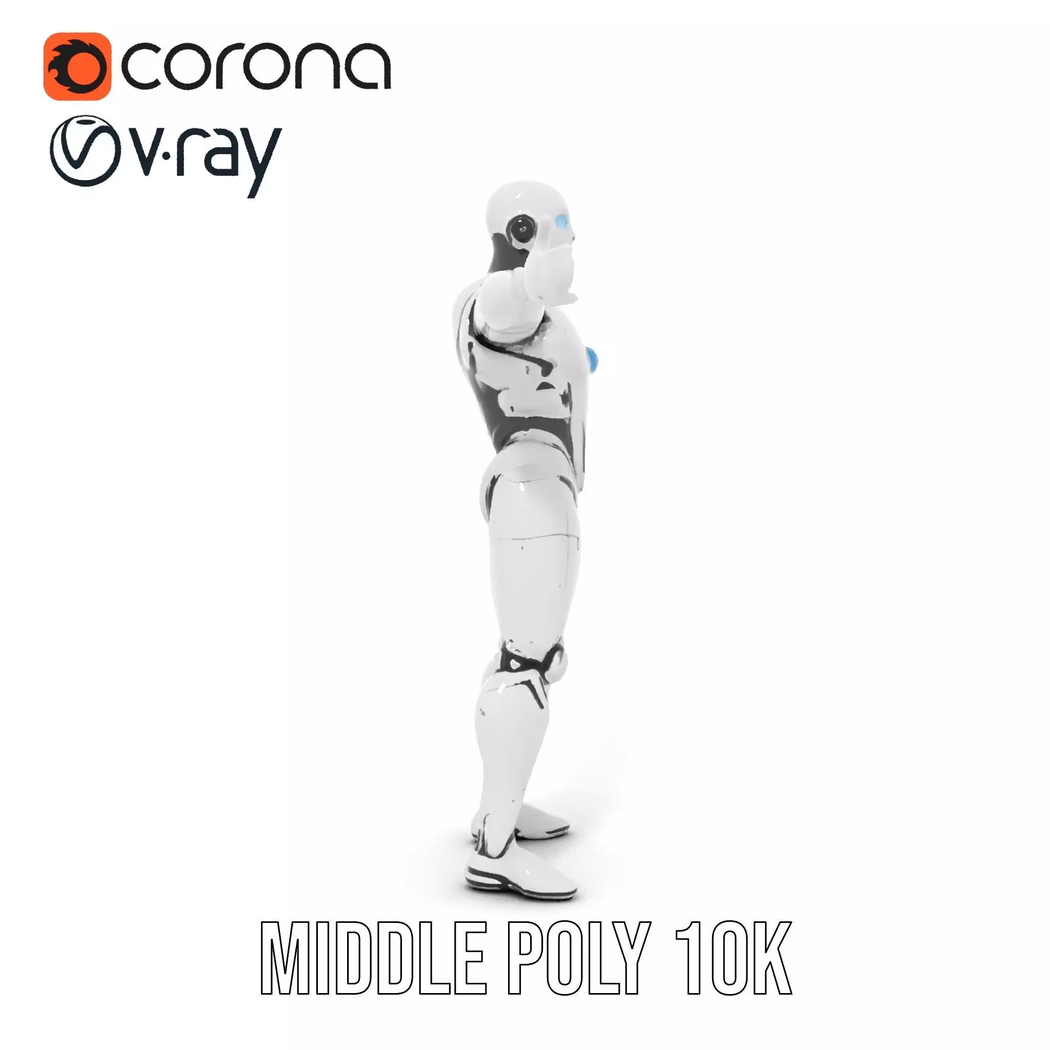 Futuristic Humanoid Robot Model Pack Low-poly 3D model_16