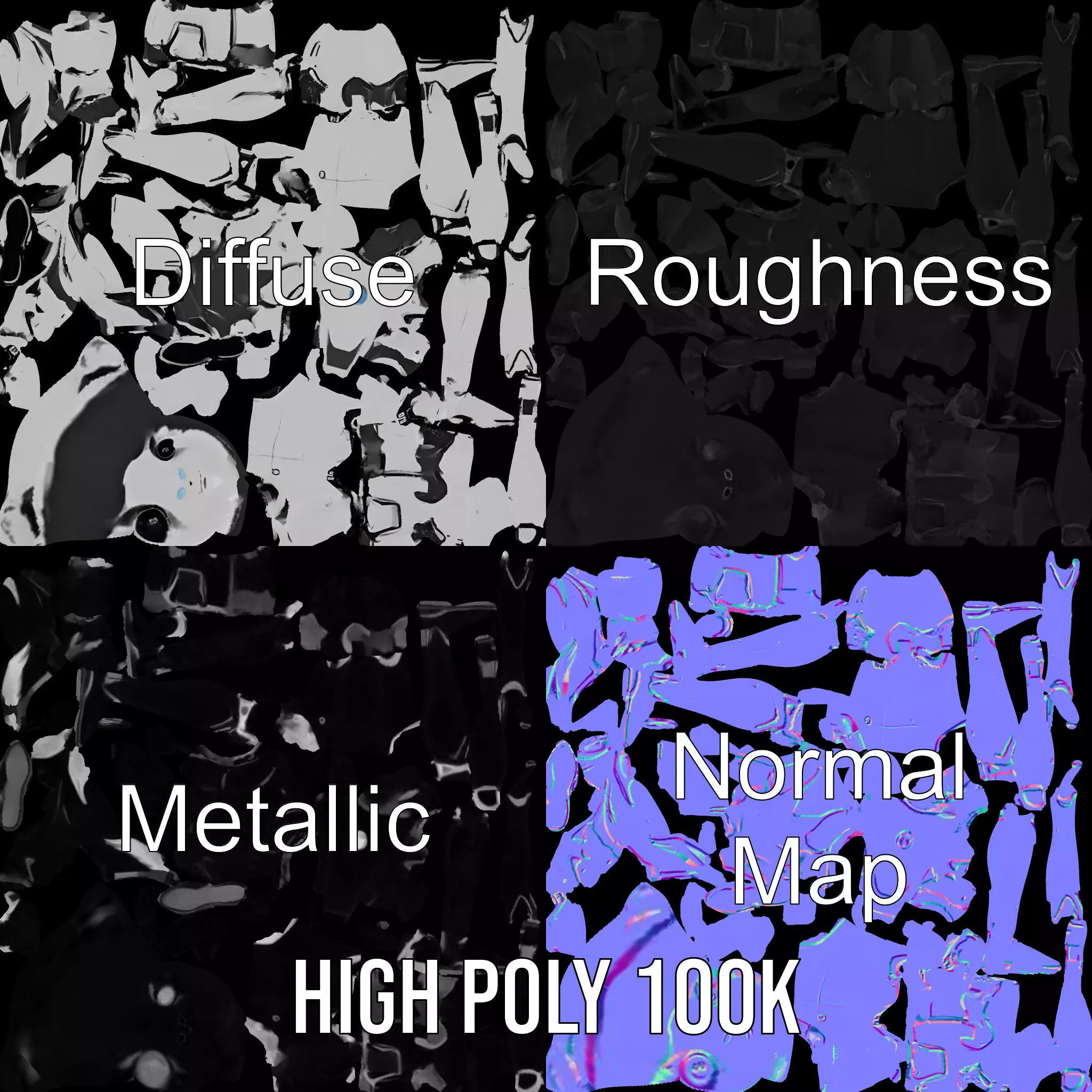 Futuristic Humanoid Robot Model Pack Low-poly 3D model_4