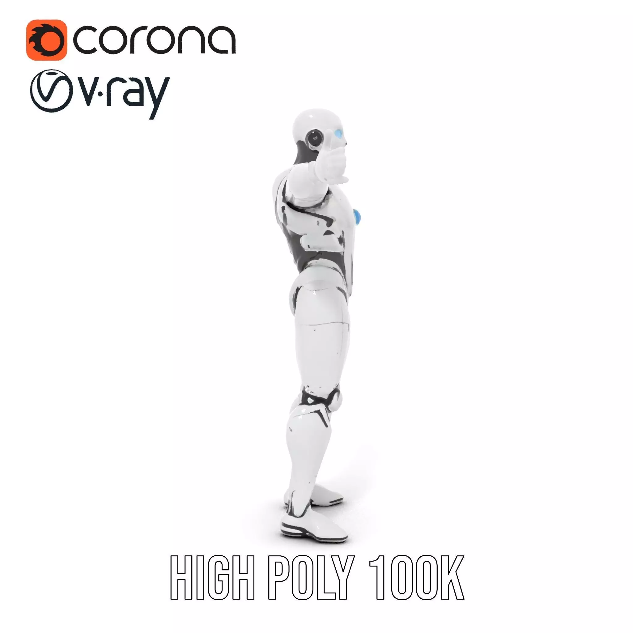 Futuristic Humanoid Robot Model Pack Low-poly 3D model_18