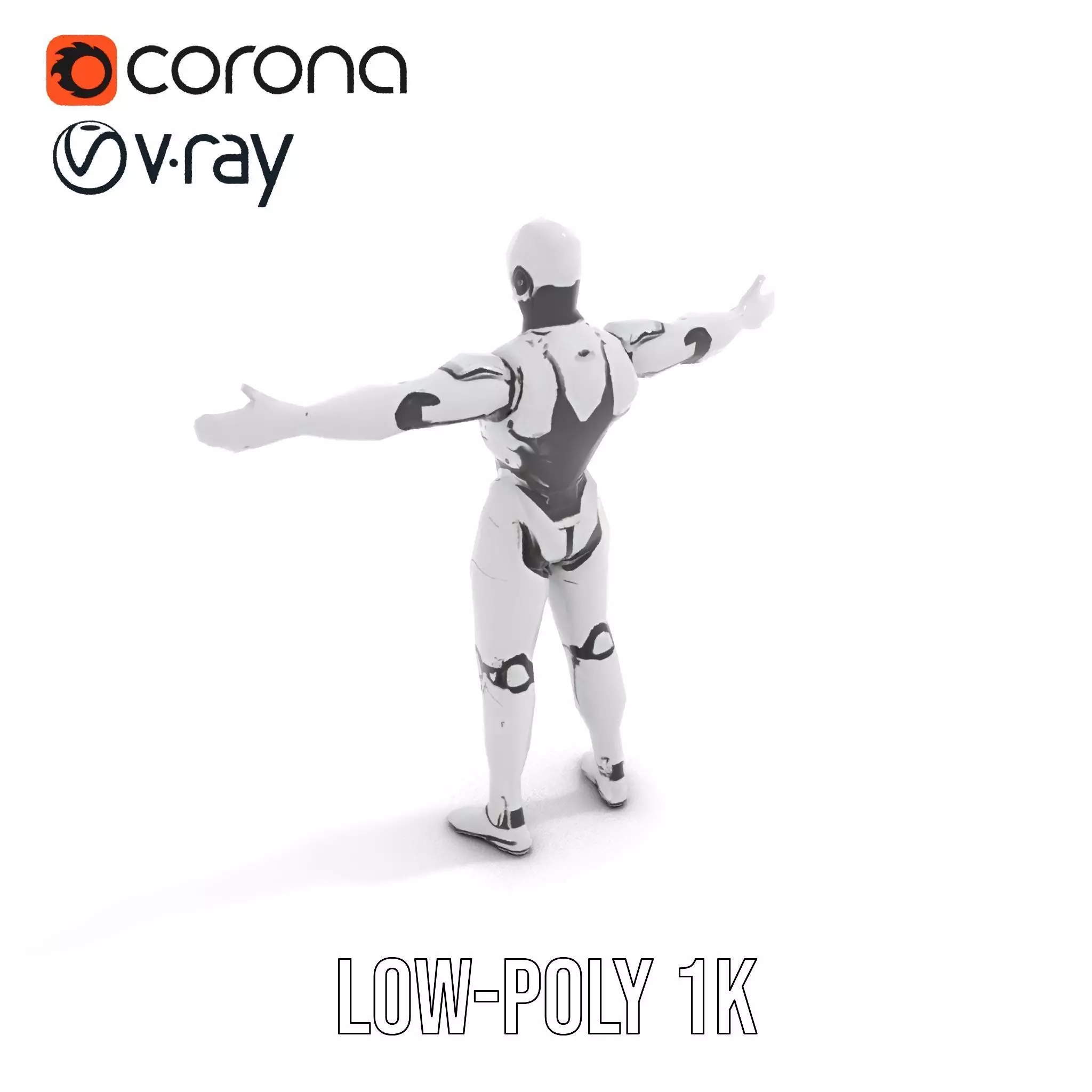 Futuristic Humanoid Robot Model Pack Low-poly 3D model_22