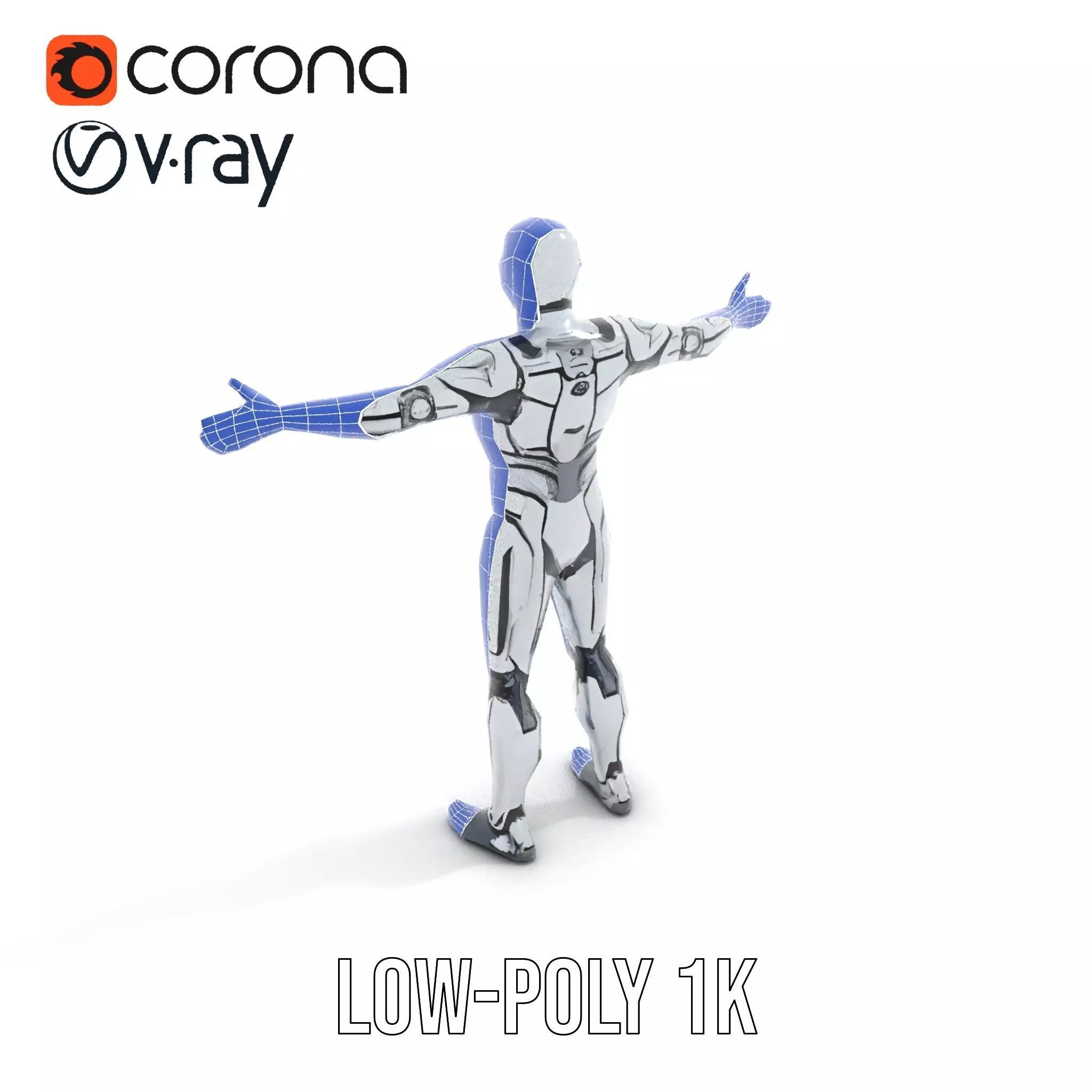 Futuristic Robot Model Pack with Adjustable Levels of Detail Low-poly 3D model_29