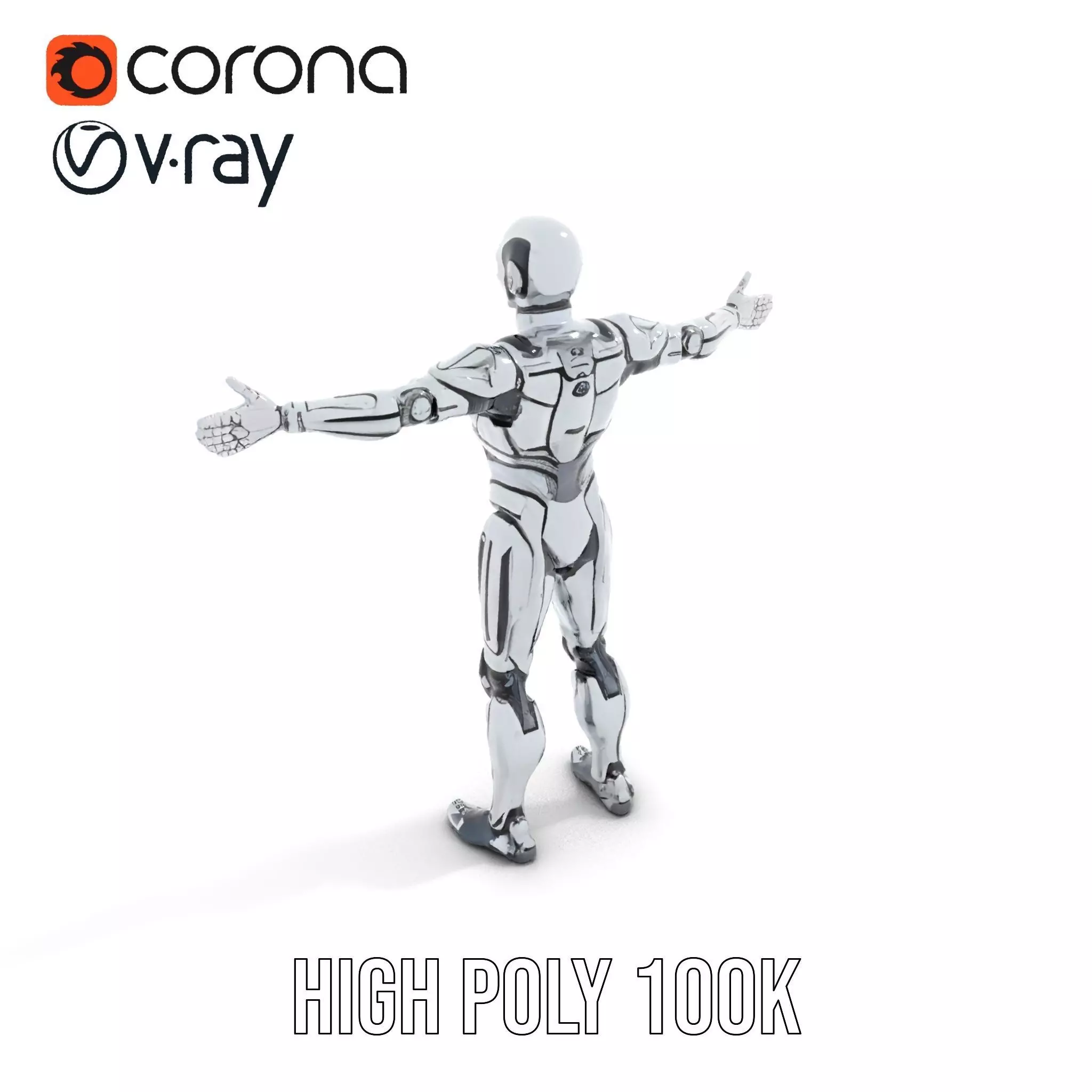 Futuristic Robot Model Pack with Adjustable Levels of Detail Low-poly 3D model_9