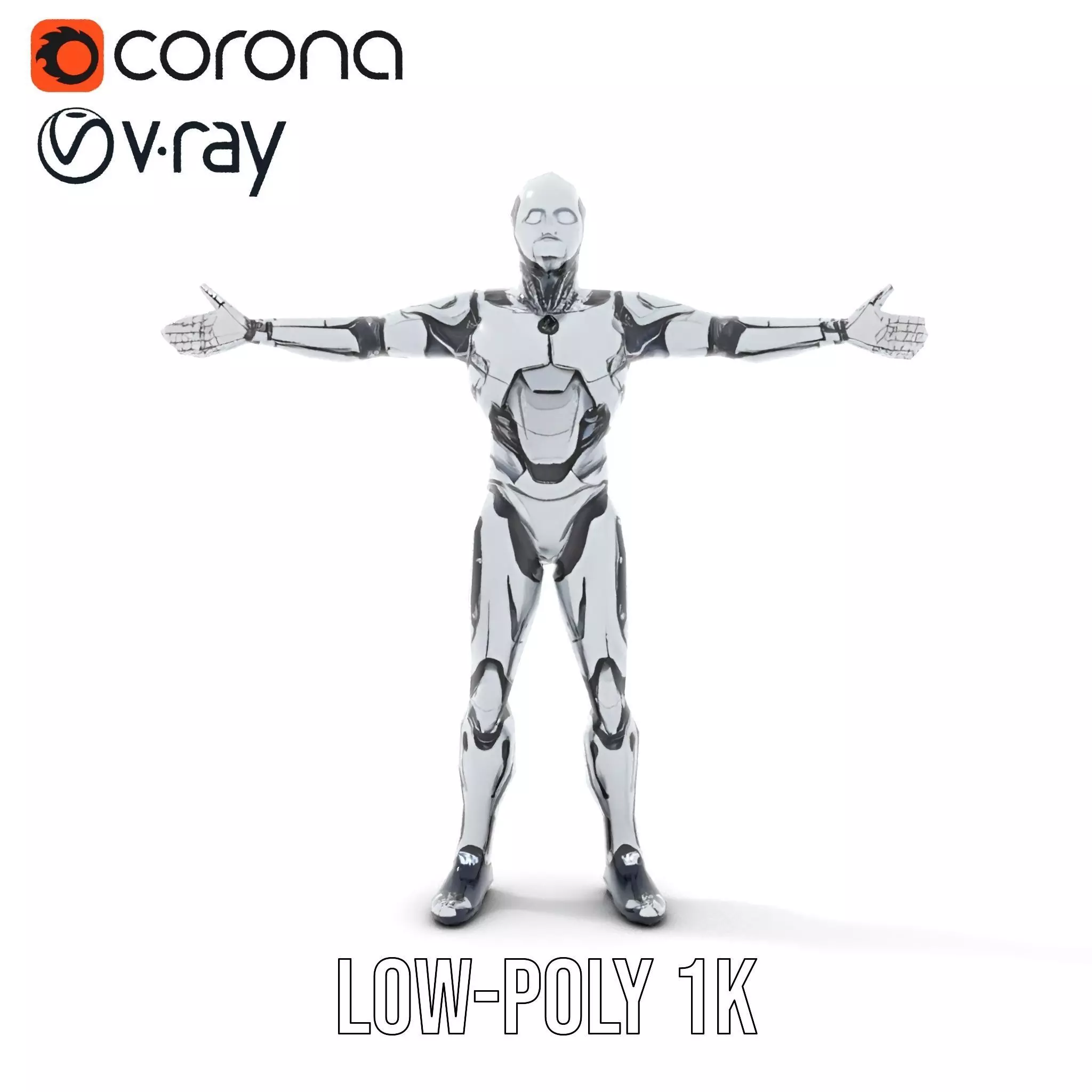 Futuristic Robot Model Pack with Adjustable Levels of Detail Low-poly 3D model_17