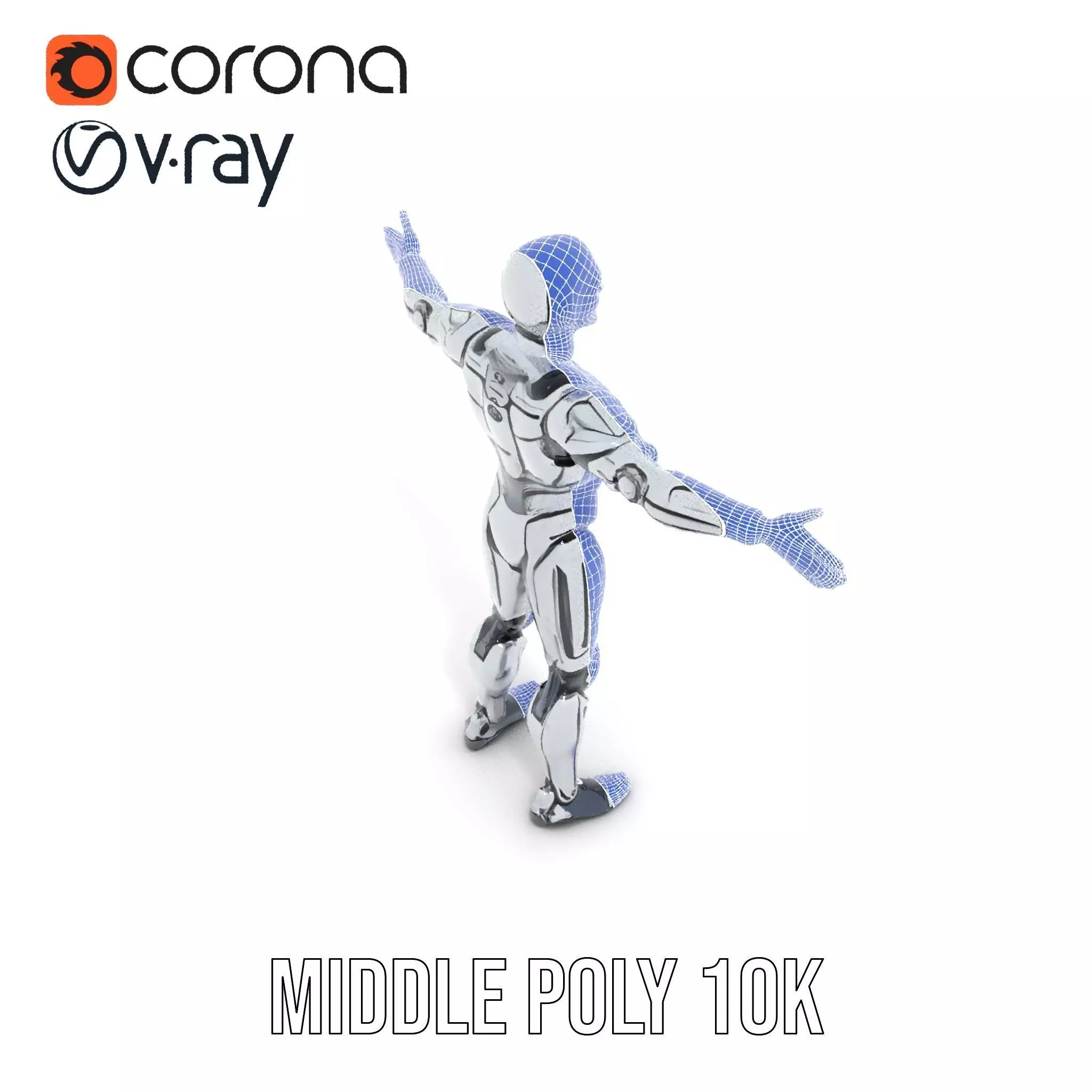 Futuristic Robot Model Pack with Adjustable Levels of Detail Low-poly 3D model_7