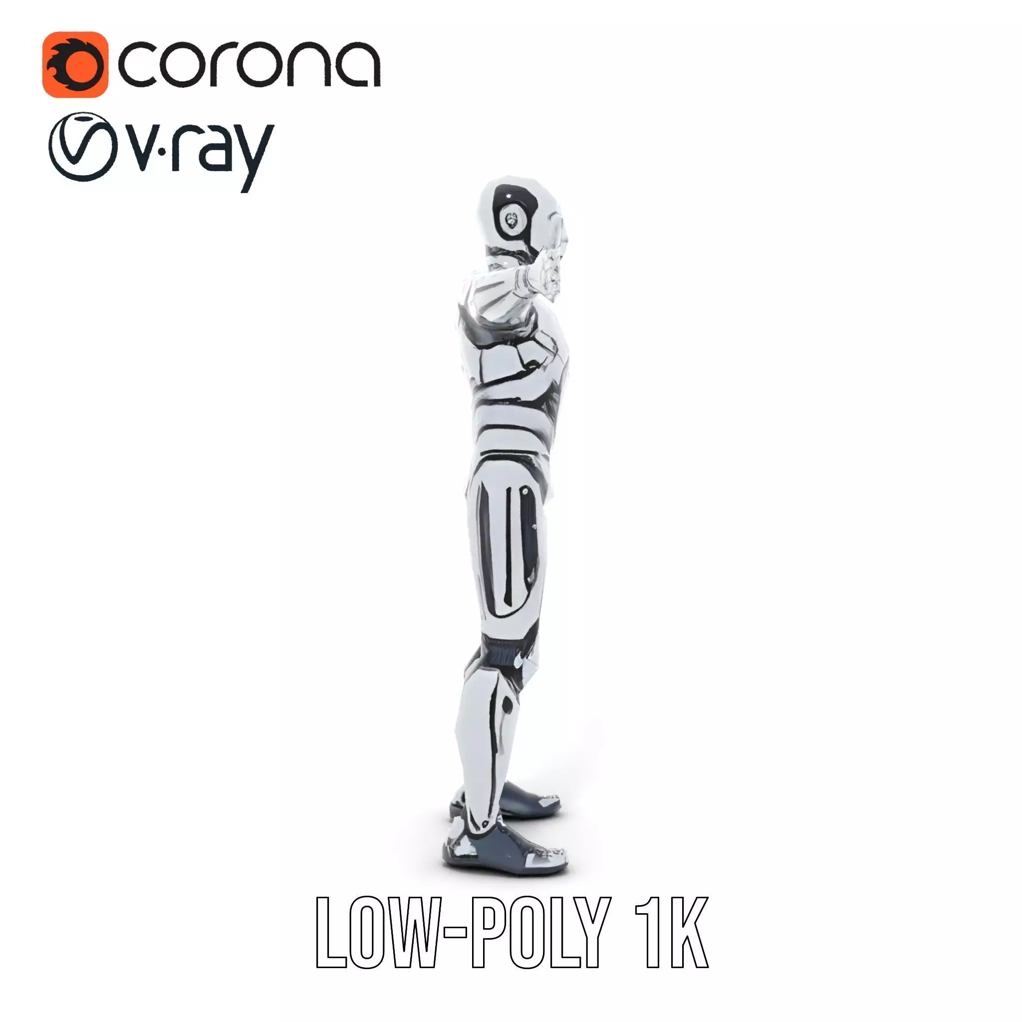 Futuristic Robot Model Pack with Adjustable Levels of Detail Low-poly 3D model_13